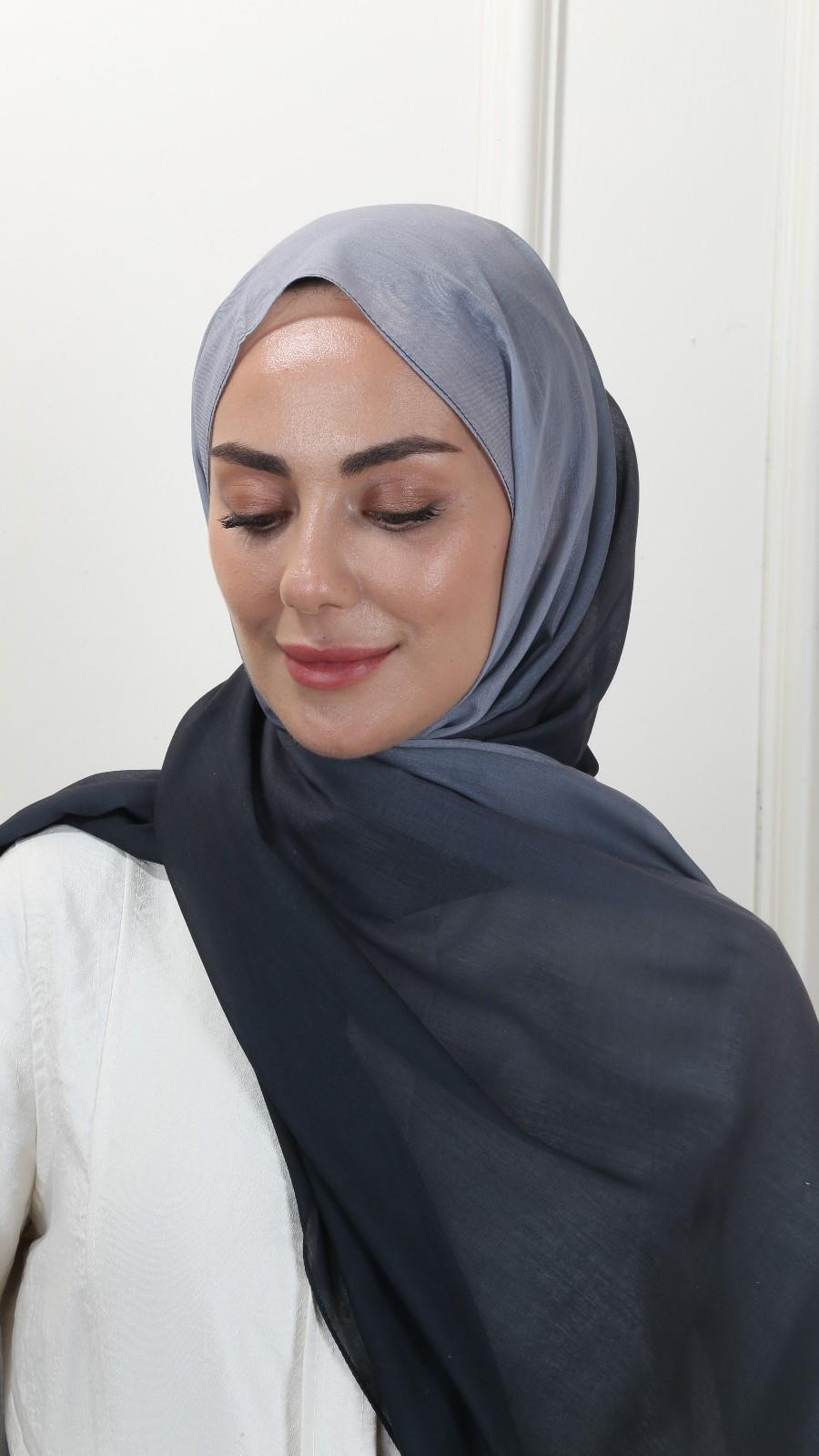 Pamuk Vual Şal Siyah Gri-15