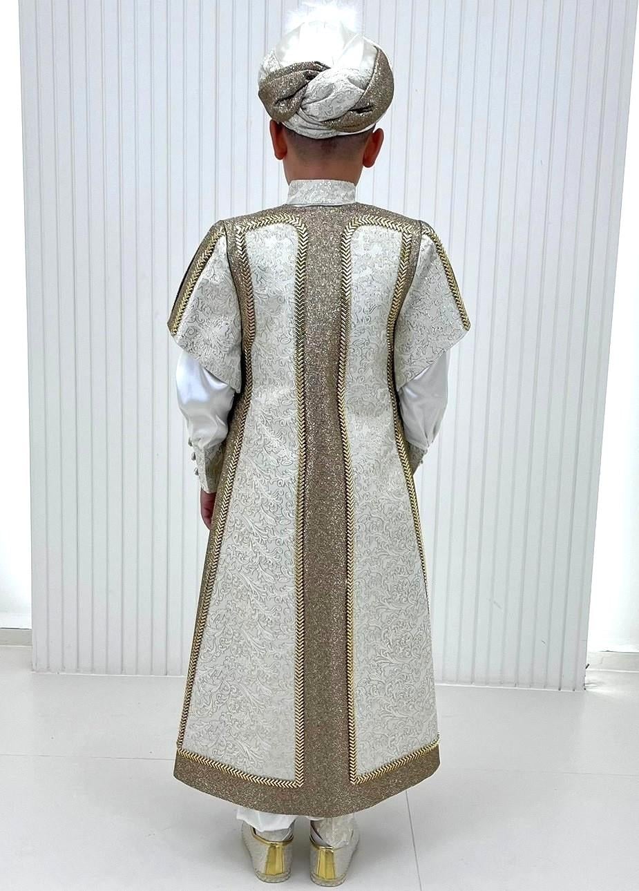 Altın Şerit İşlemeli Brokarlı Kaftan Sünnet Kıyafeti