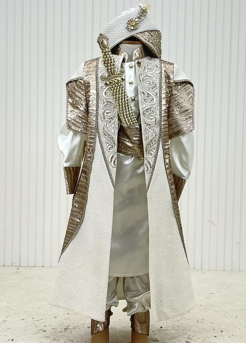 Brokar Kumaş Kombinli Nakışlı Kaftan Sünnet Kıyafeti