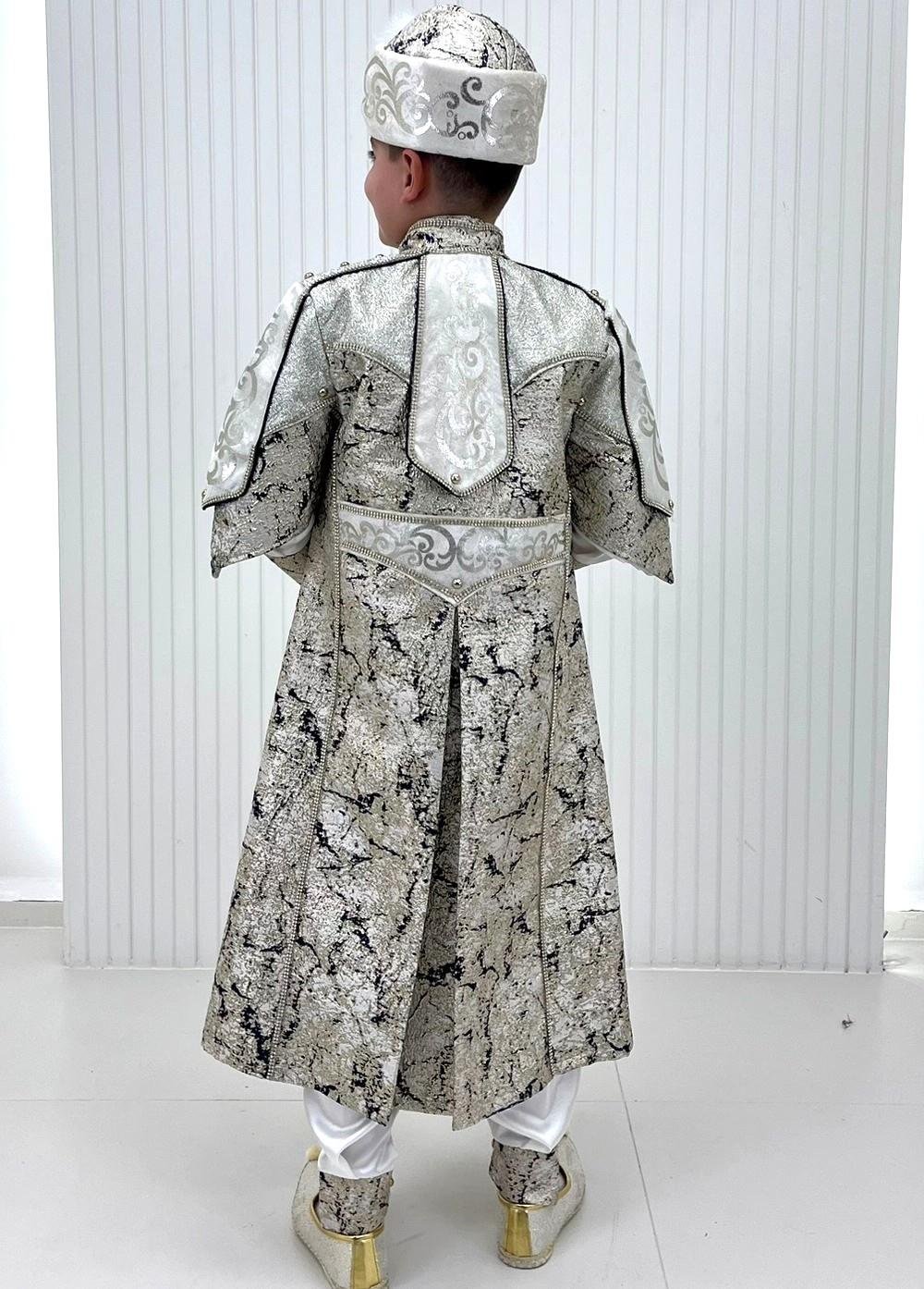 Brokarlı Kadife Kombinli Kaftan Sünnet Kıyafeti