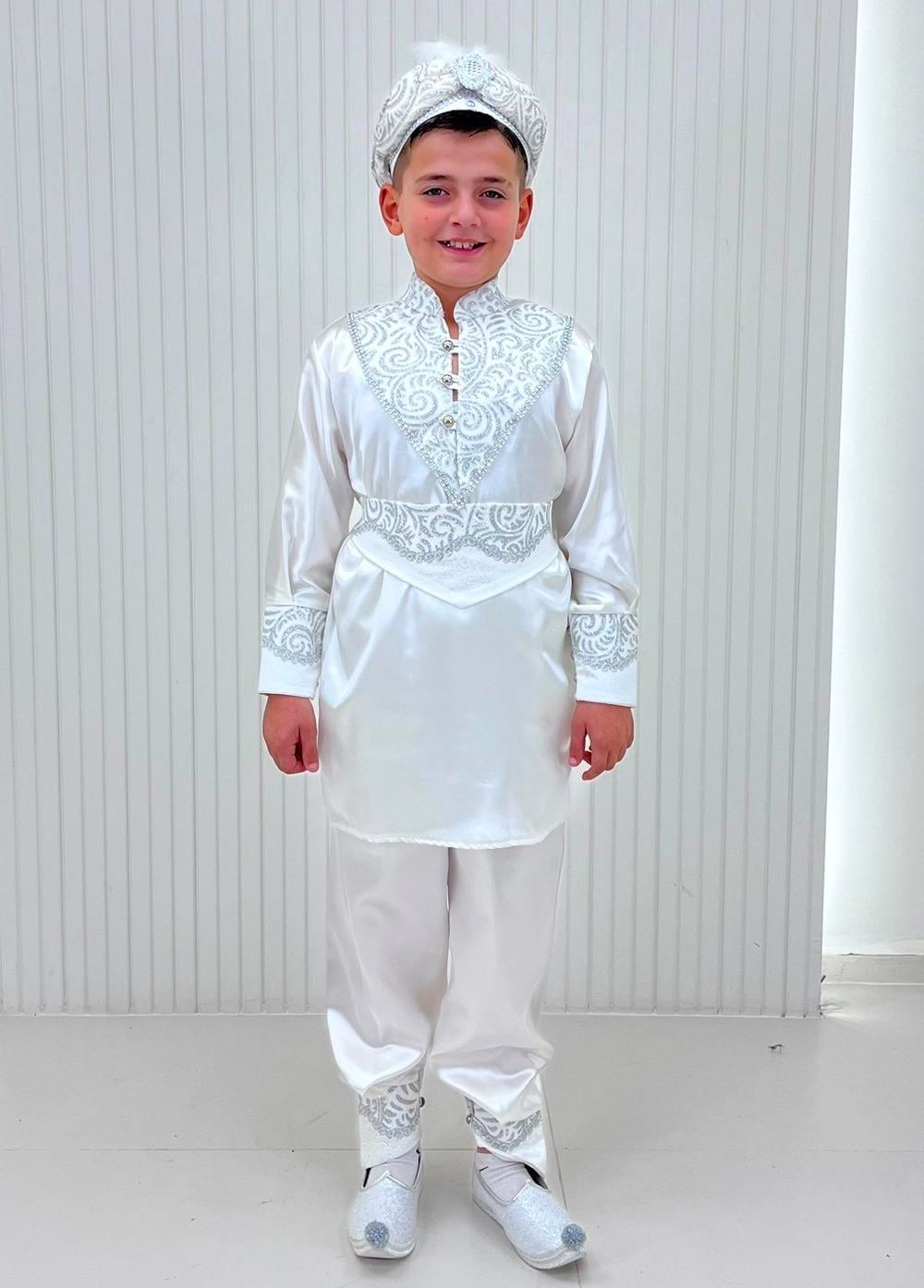 Gümüş Lüks Lase Simli Kaftan Sünnet Kıyafeti