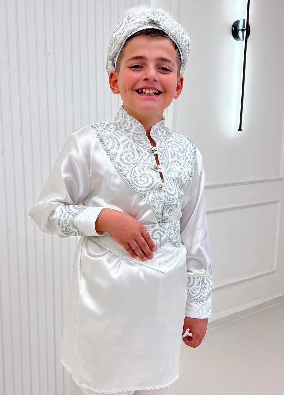 Gümüş Lüks Lase Simli Kaftan Sünnet Kıyafeti