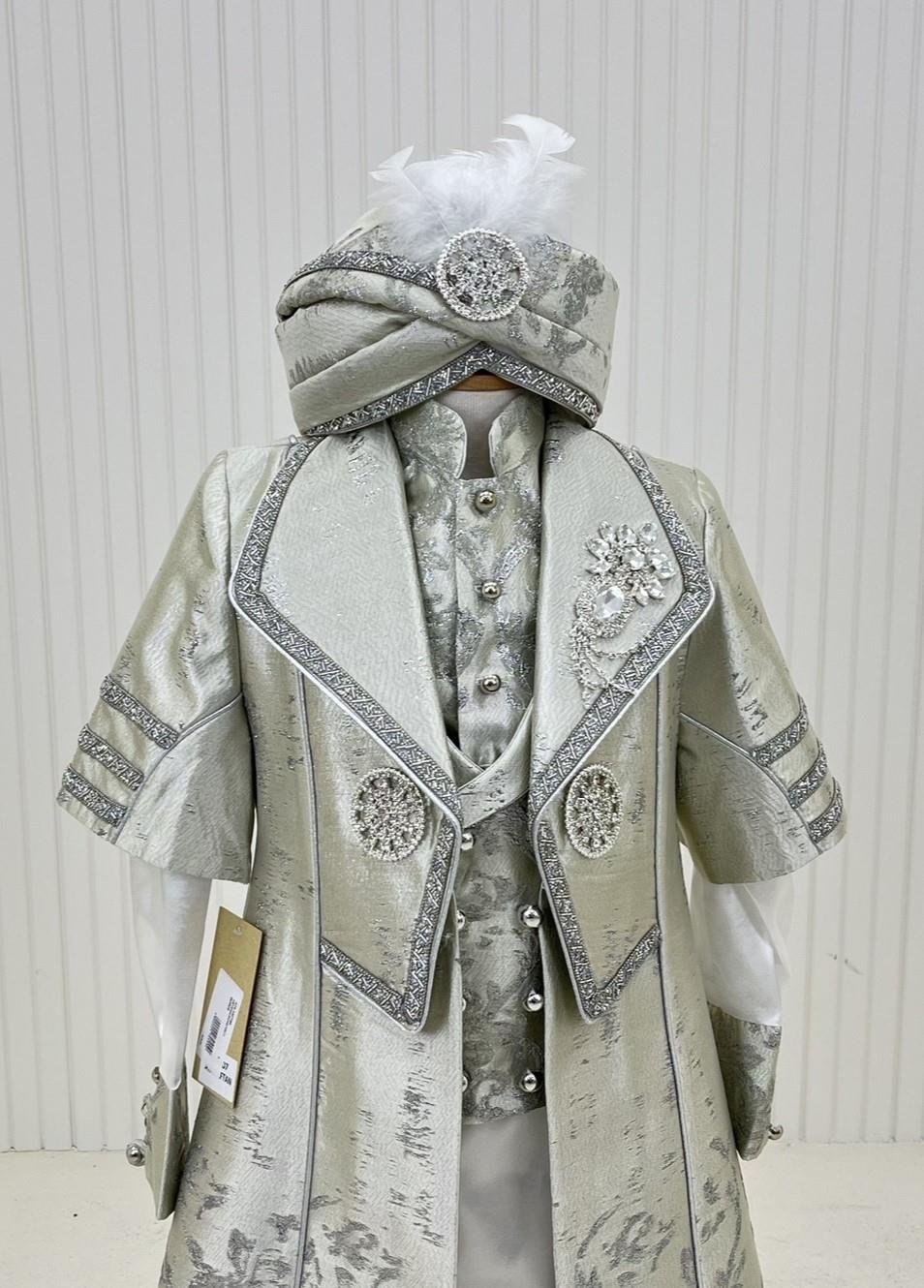 Komple Taşlı Abiye Gümüş Broşlu Kaftanlı Damatlıklı Kombin Set 92