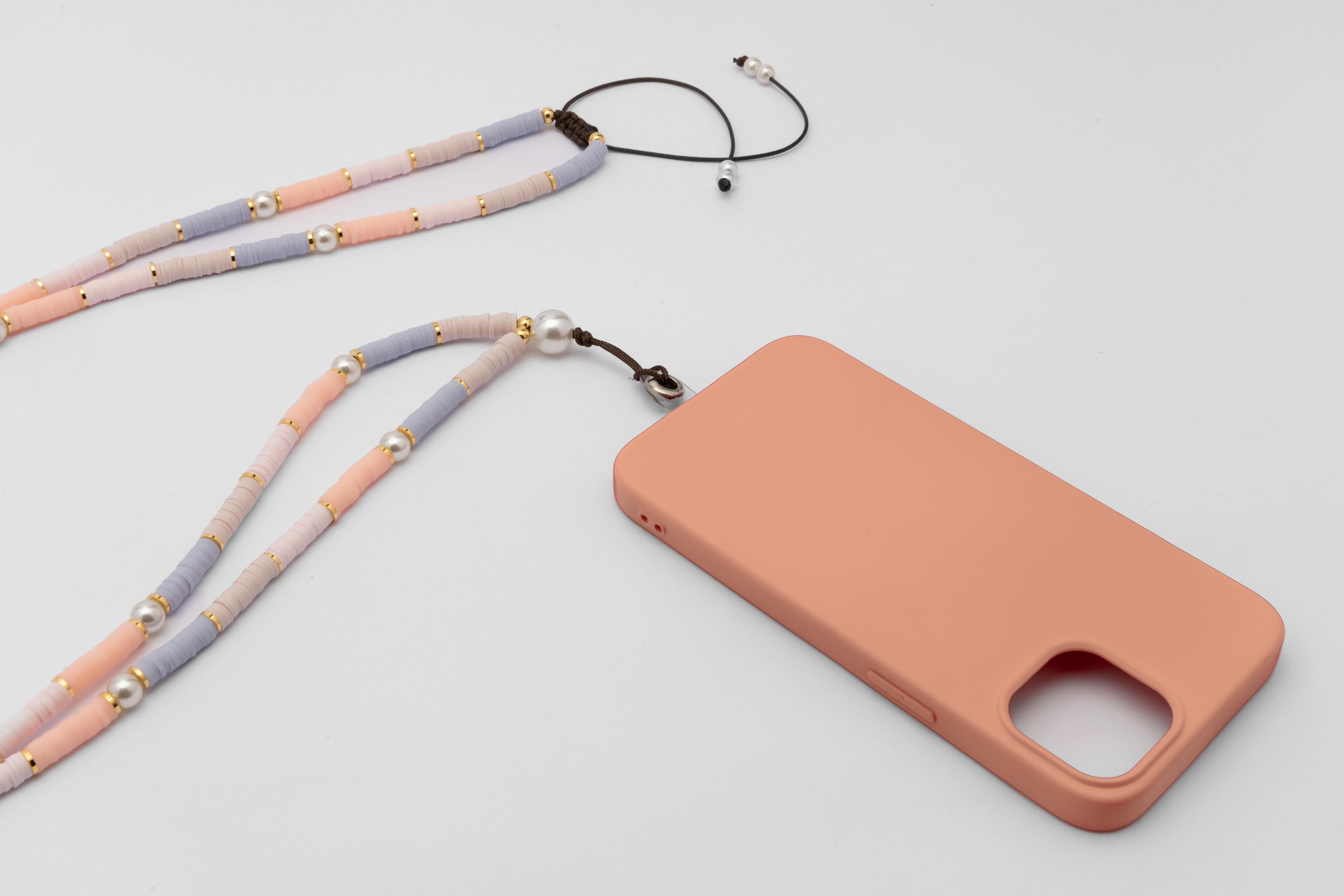 Fimo Boncuk Telefon Askısı Pembe Pastel 