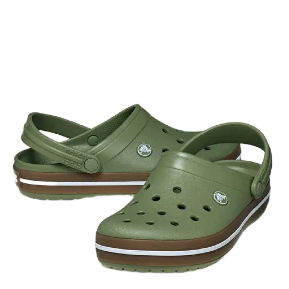 Crocband Gum Clog Crocs Yeşil Rengi Kahverengi Şeritli Terlik