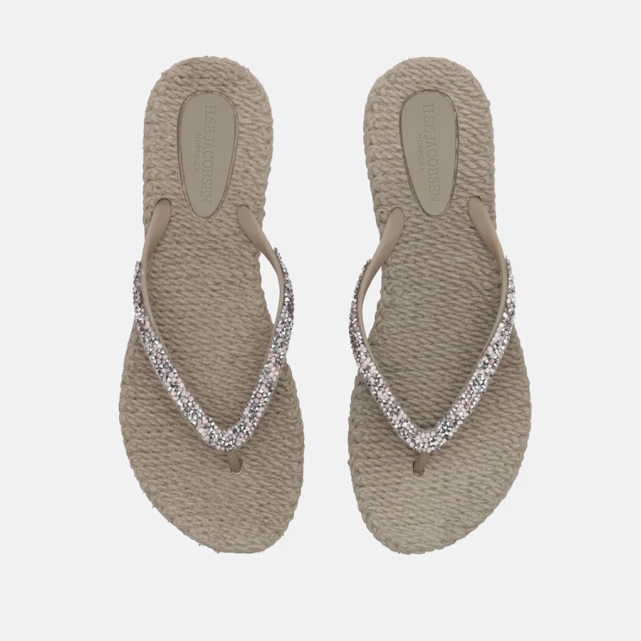 Ilse Jacobsen - Cheerful03G Flip Flop With Rhinest Bej Taşlı Parmak Arası Terlik