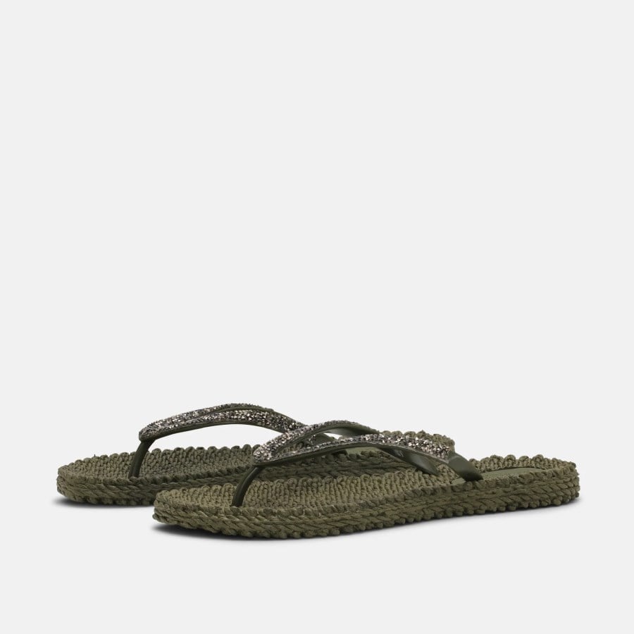 Ilse Jacobsen - Cheerful03G Flip Flop With Rhinest Haki Taşlı Parmak Arası Terlik