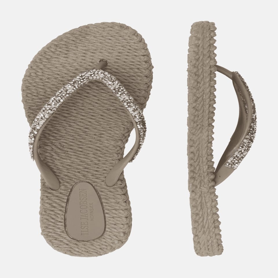 Ilse Jacobsen - Cheerful03G Flip Flop With Rhinest Bej Taşlı Parmak Arası Terlik
