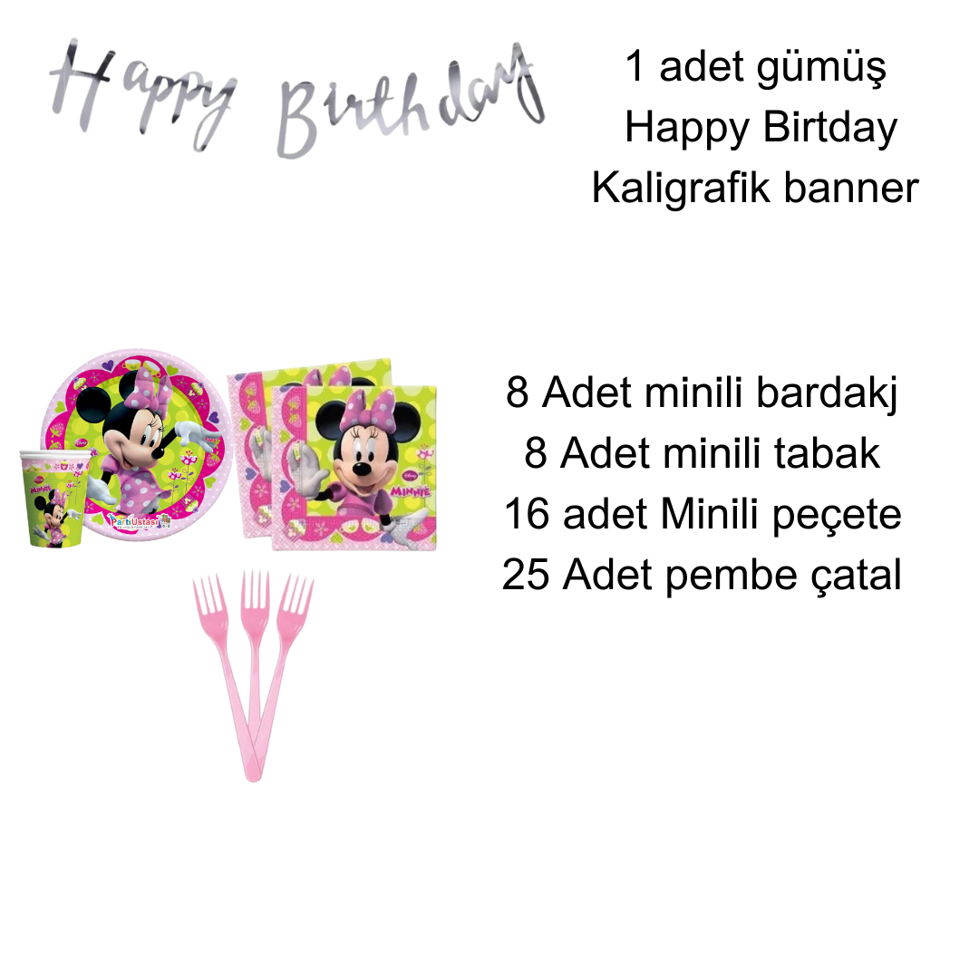 minnie mouse doğum günü parti seti