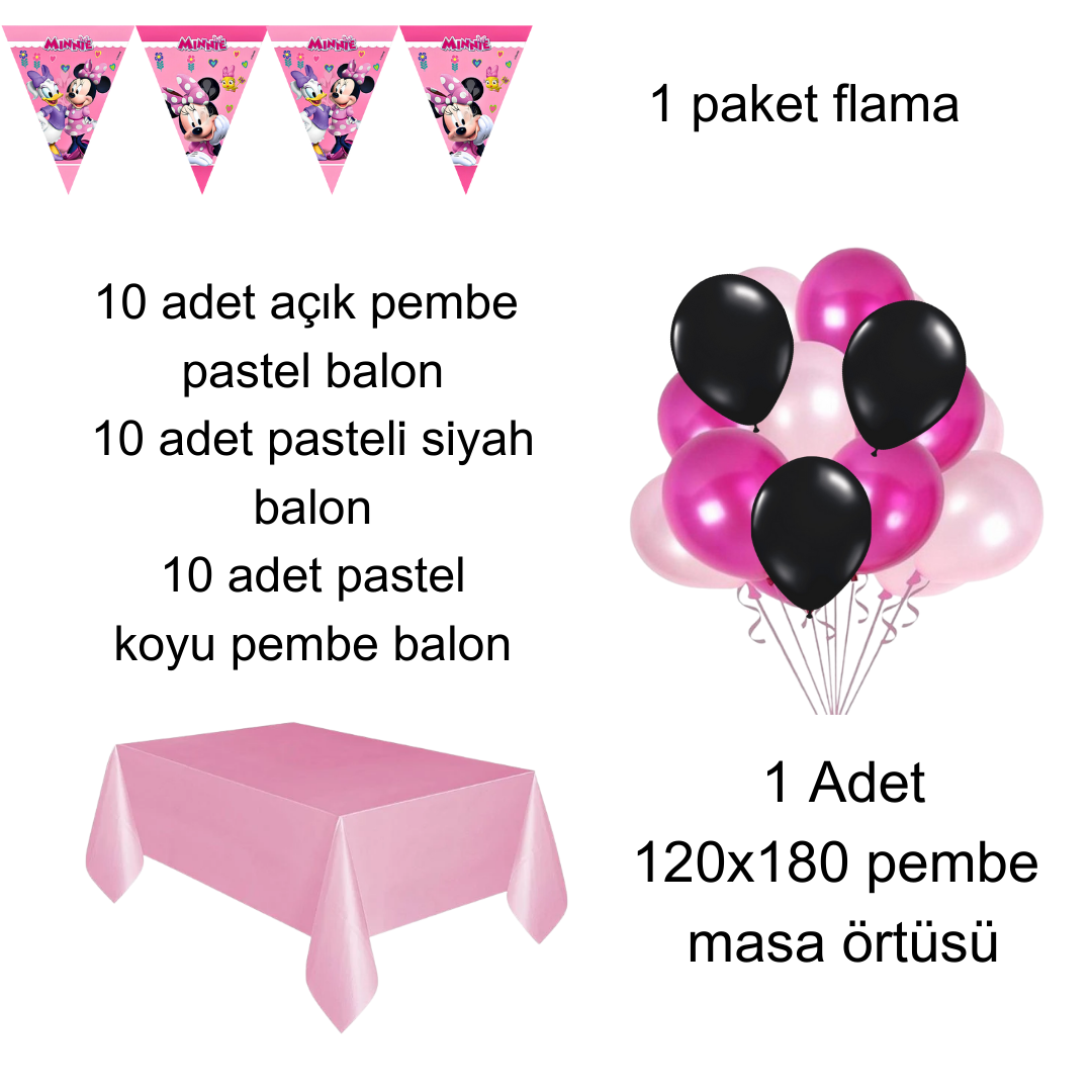 minnie mouse doğum günü parti seti