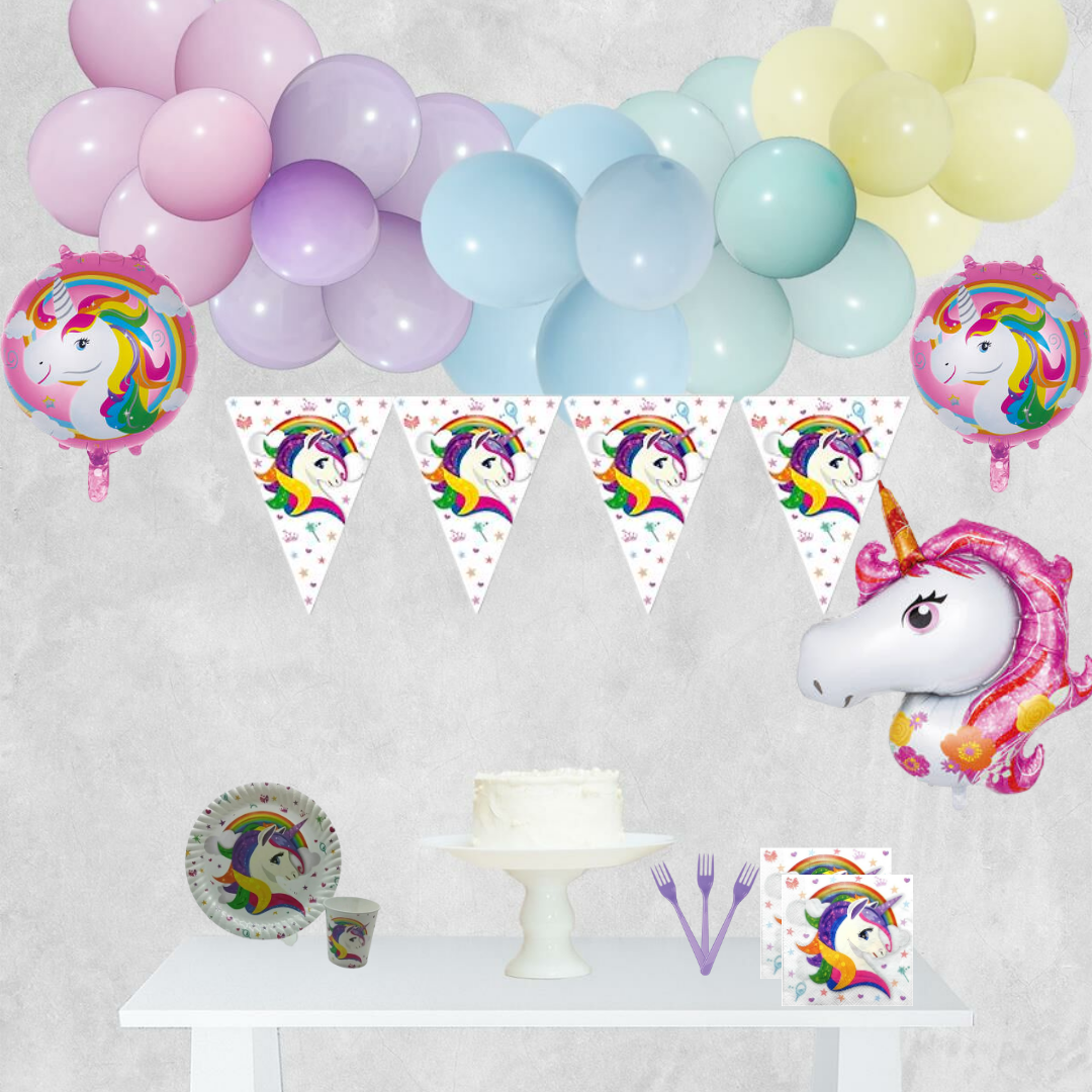 Unicorn temalı doğum günü set