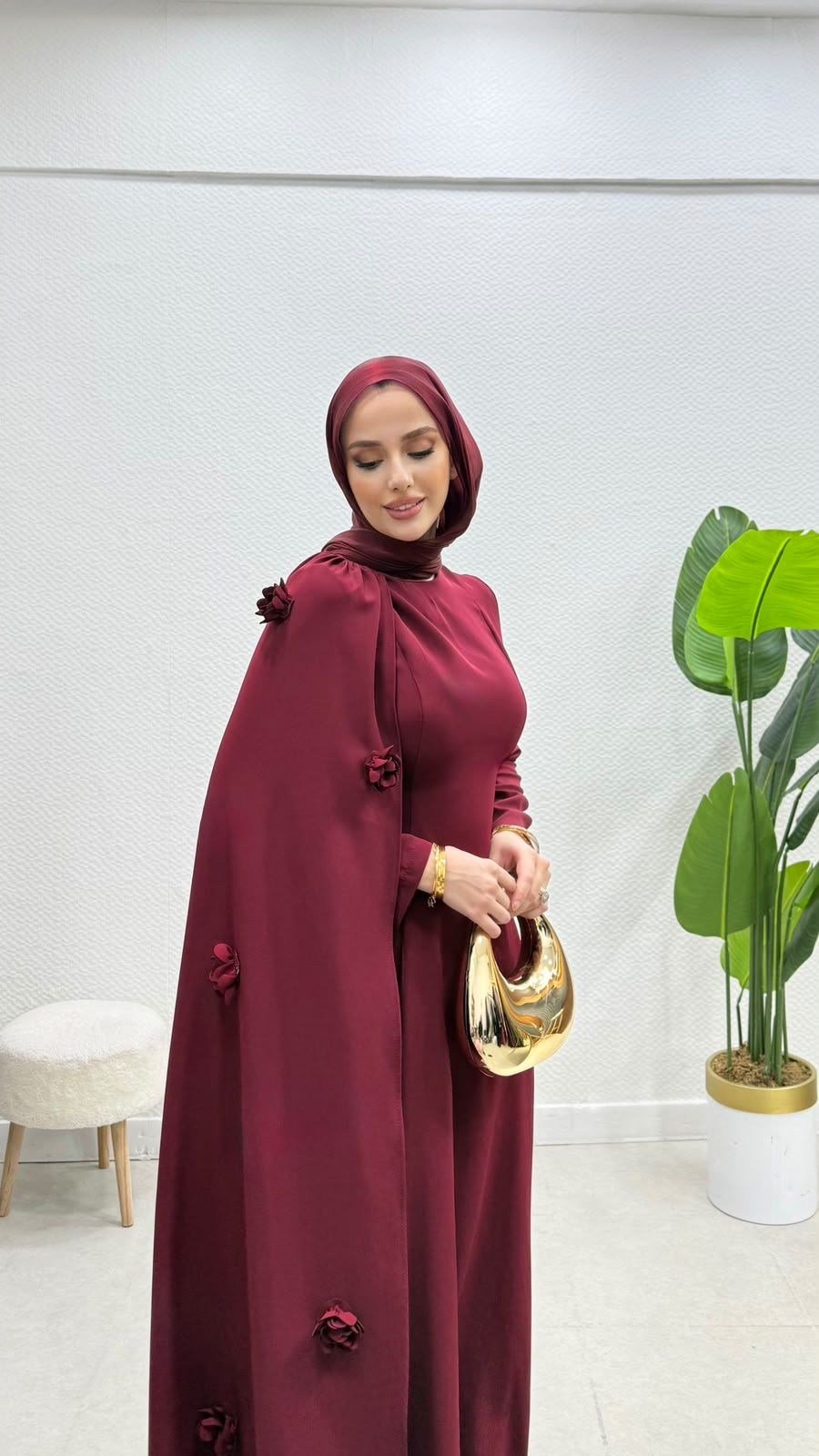 Gül Elbise Kuyruklu Bordo 