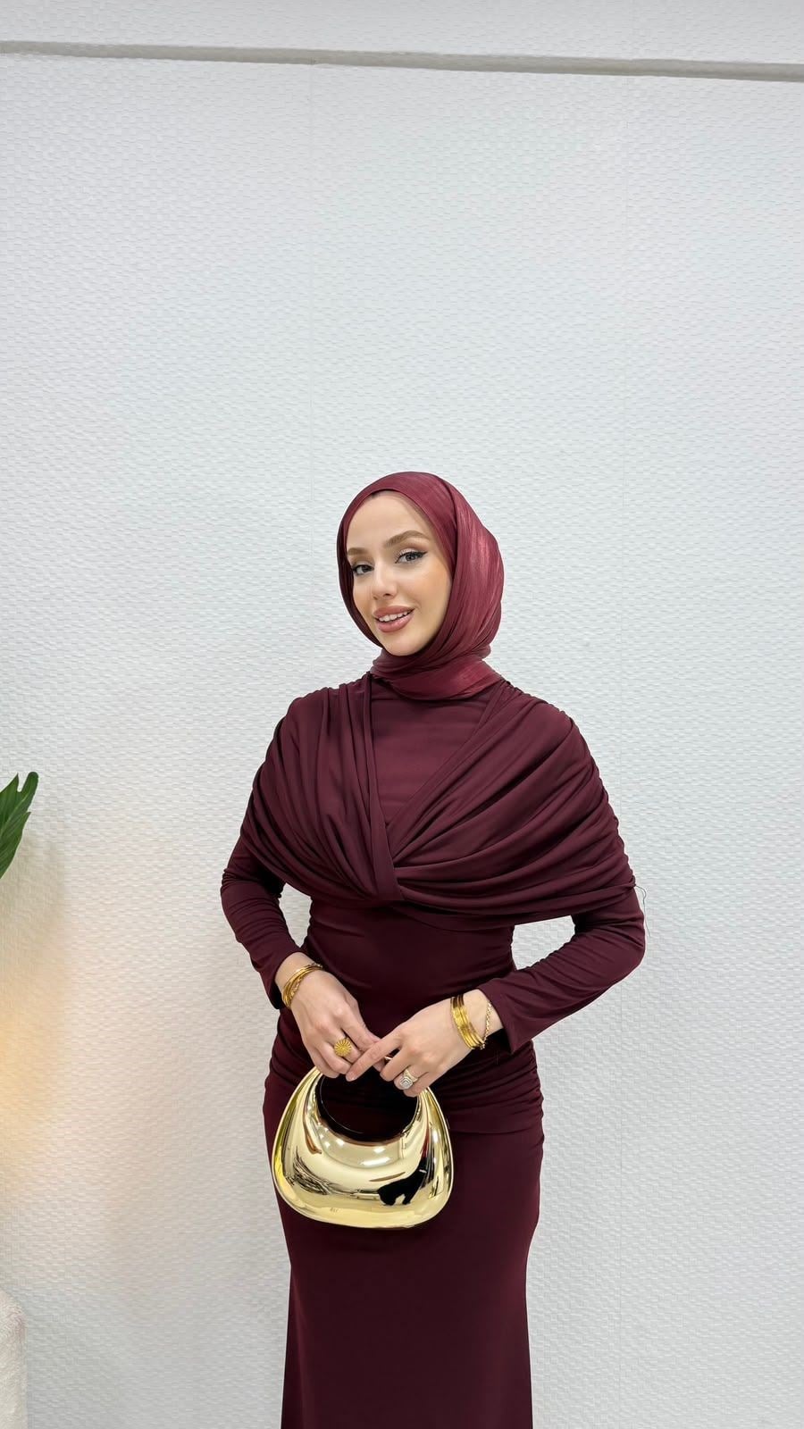 Leyla Elbise Bordo 