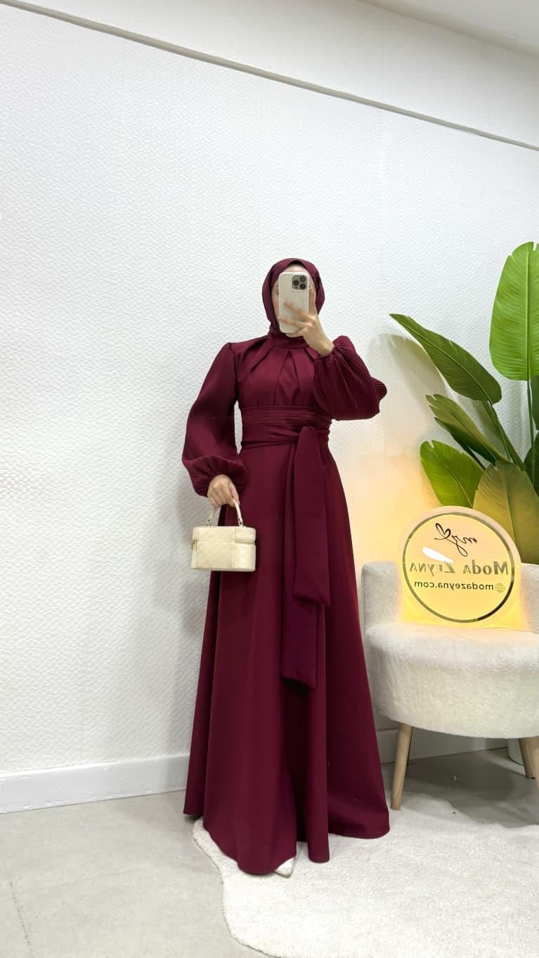 Luna Elbise Bordo 