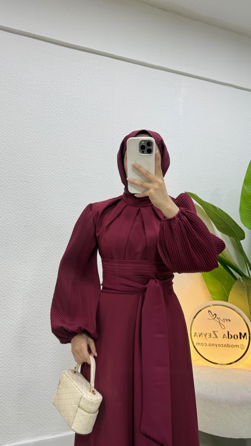 Luna Elbise Bordo 