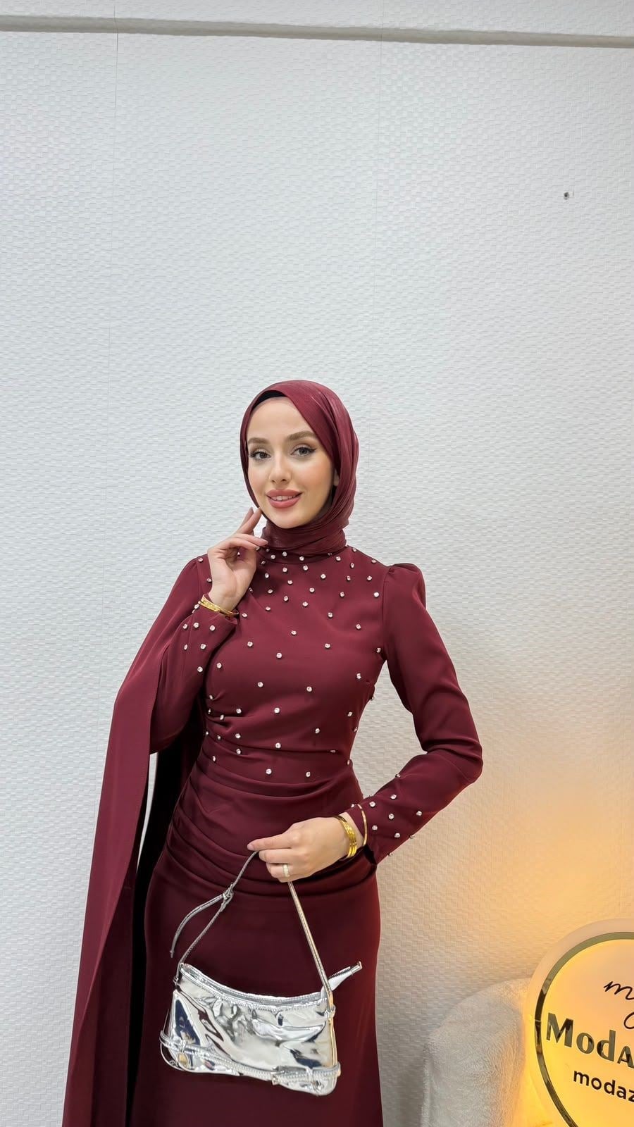 Perla Elbise Bordo