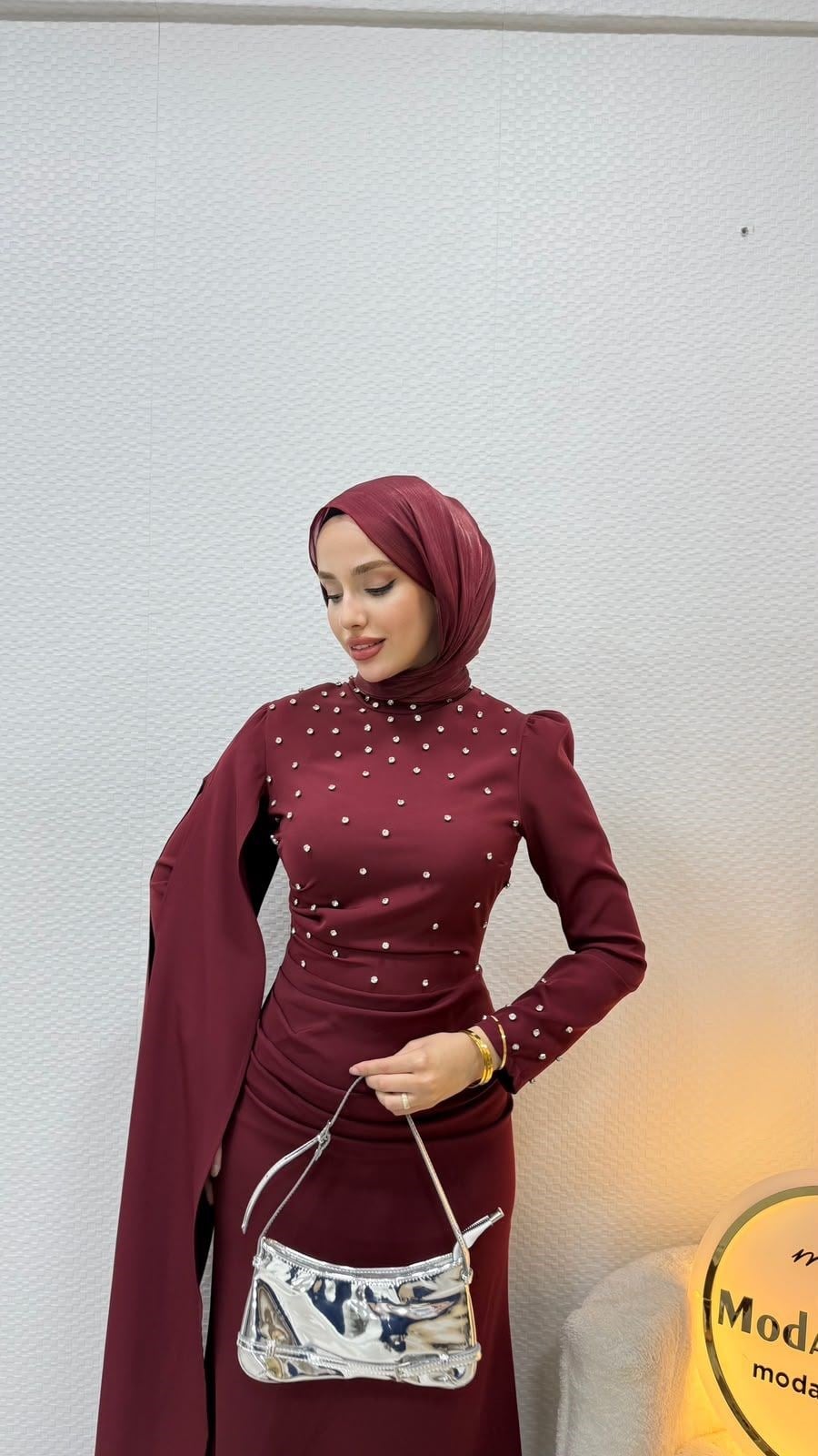 Perla Elbise Bordo