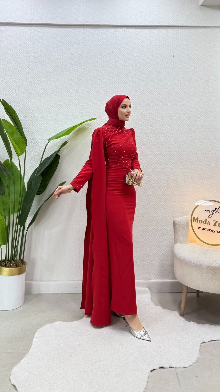 Perla Elbise Kırmızı