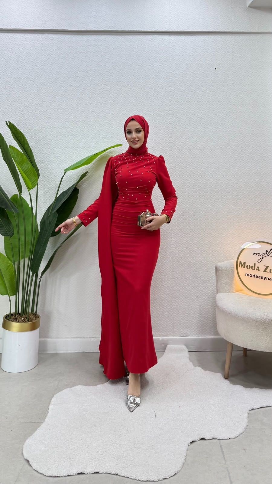 Perla Elbise Kırmızı