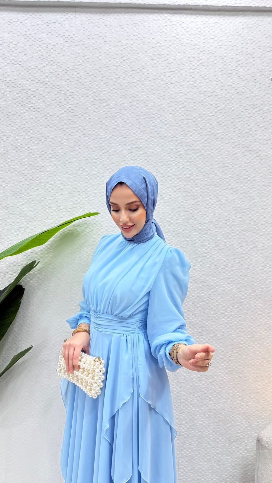 Sedef Şifon Abiye Bebe Mavisi