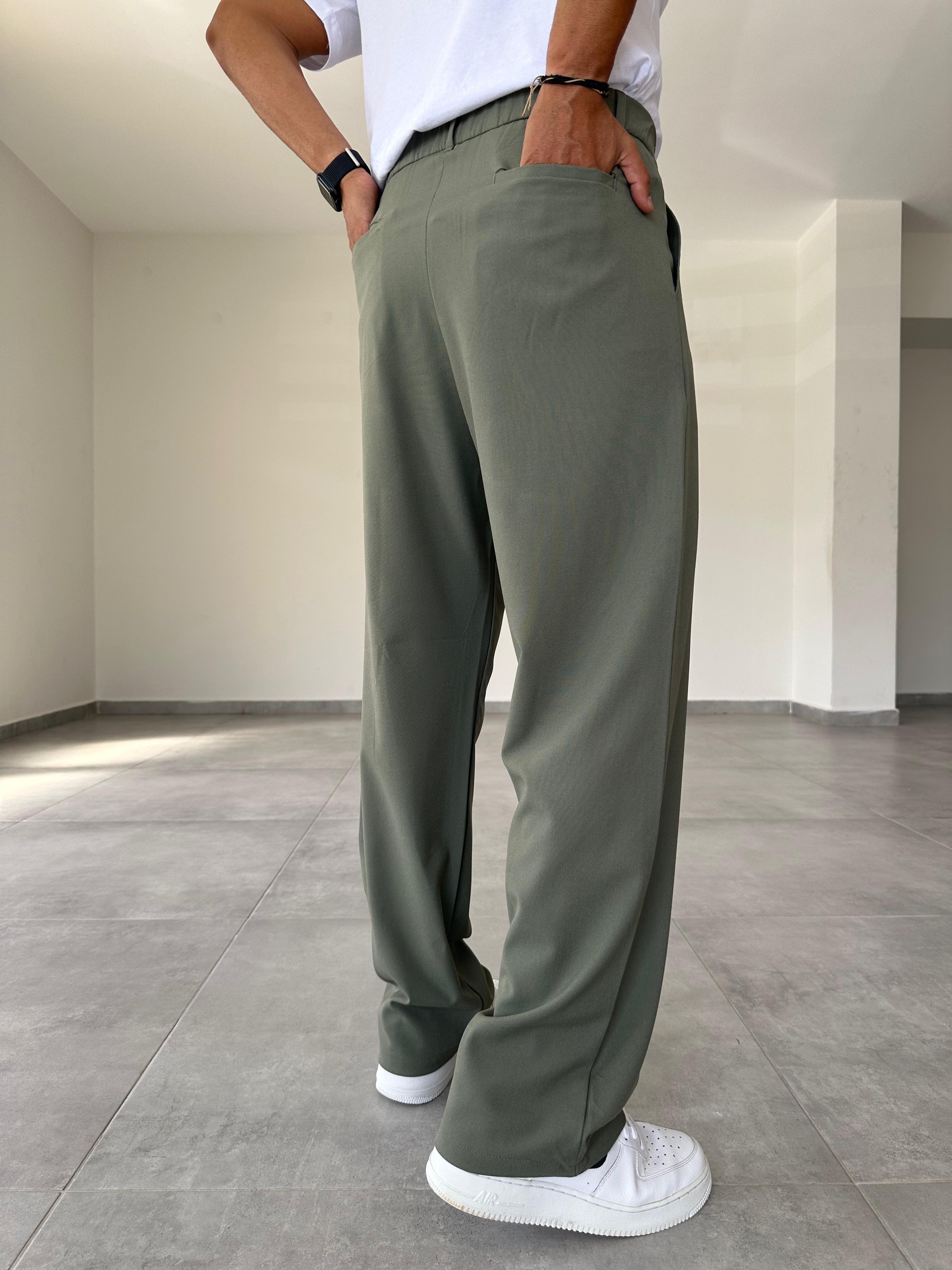 Açık Yeşil Basic Baggy Kumaş Pantolon