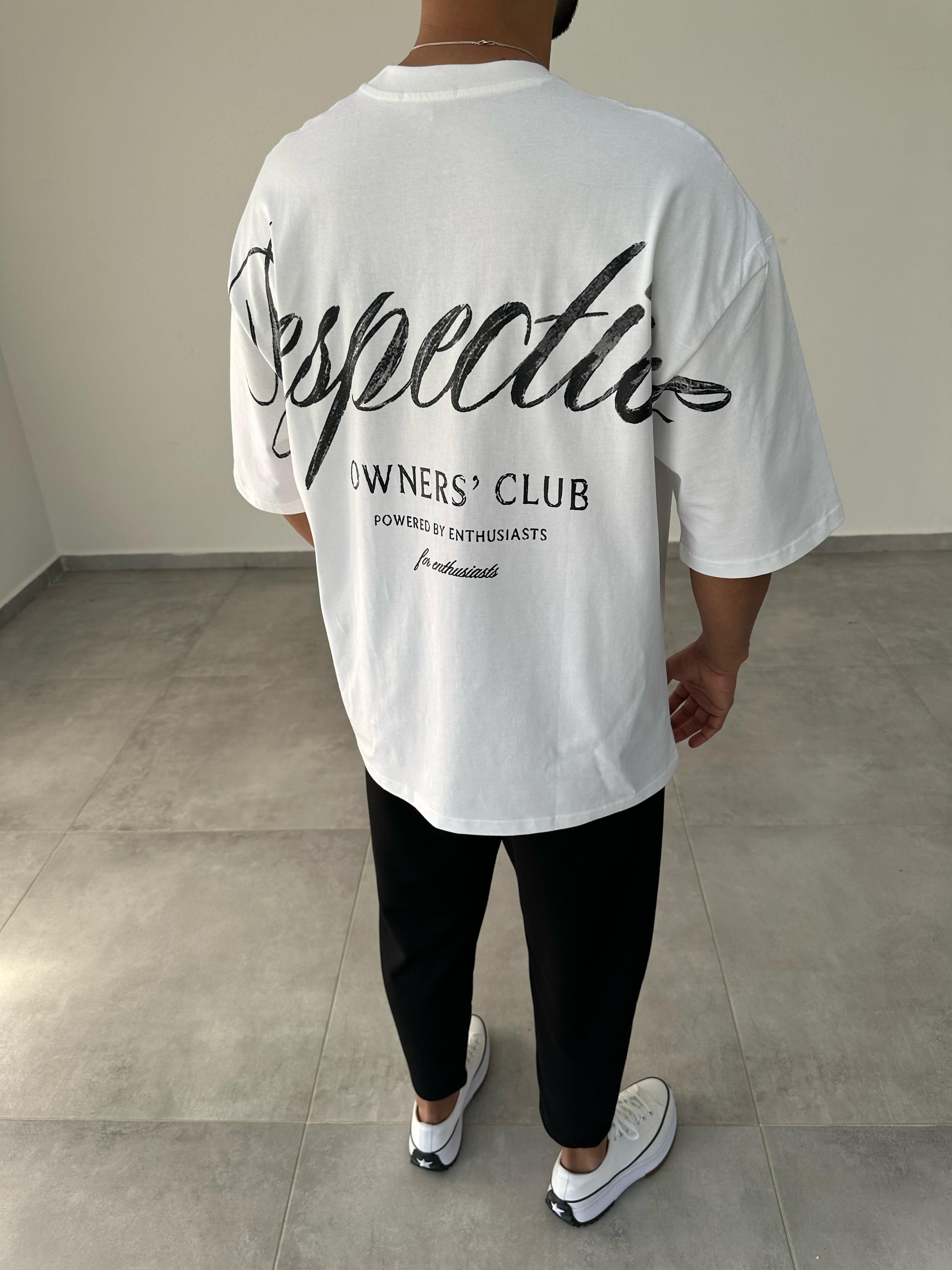 Beyaz Renk Respective Baskılı Oversize T-Shirt