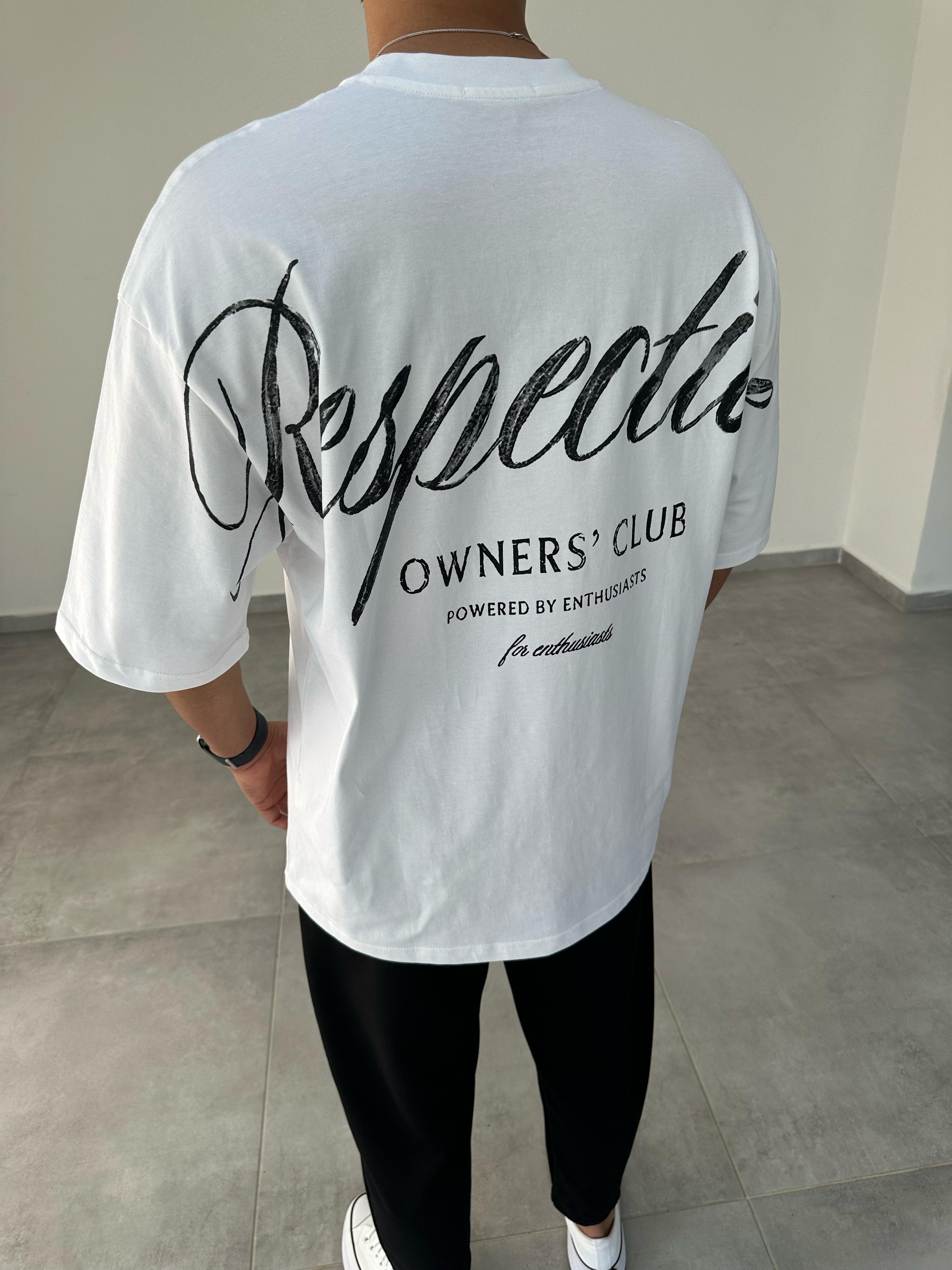 Beyaz Renk Respective Baskılı Oversize T-Shirt