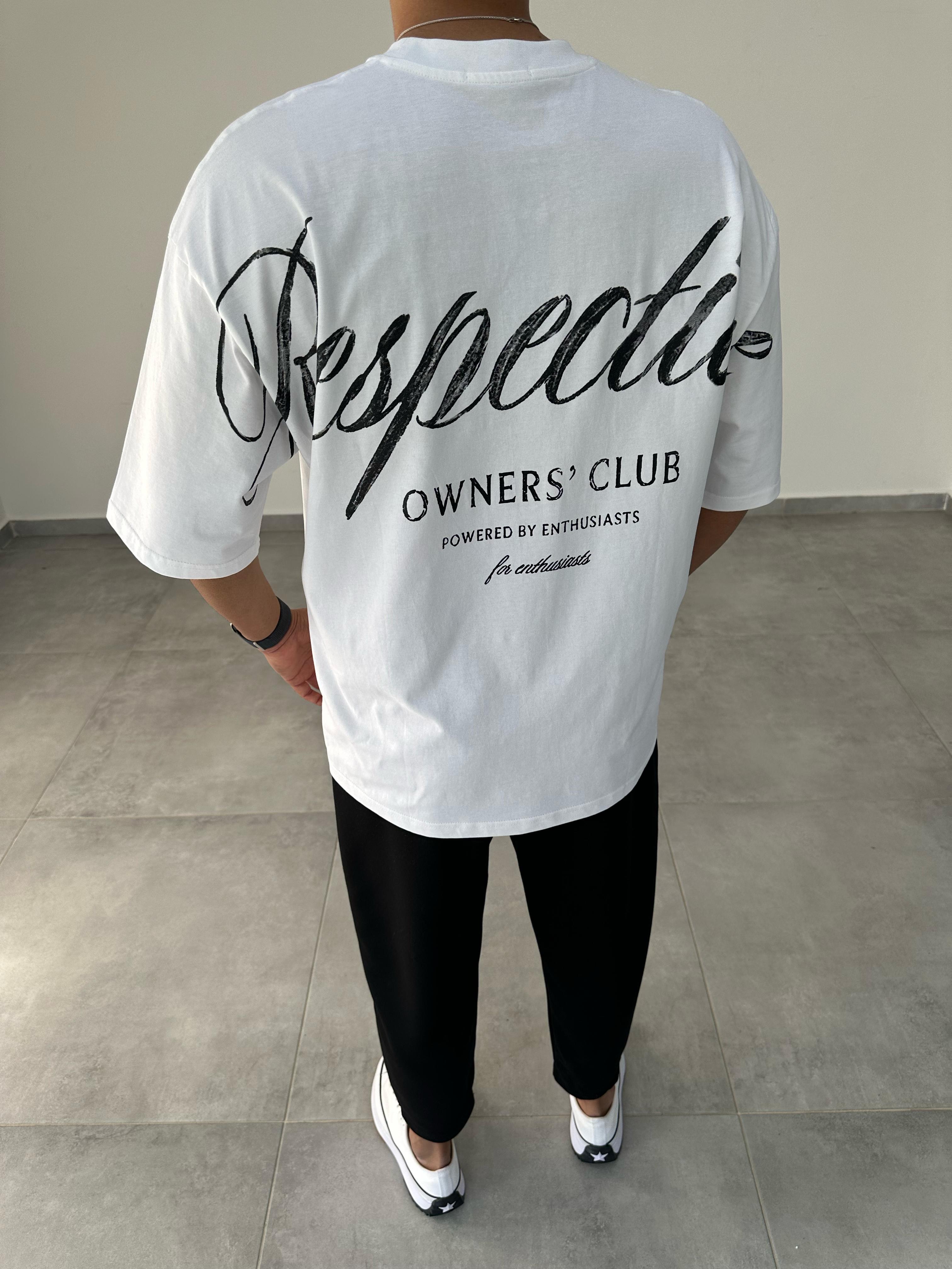 Beyaz Renk Respective Baskılı Oversize T-Shirt