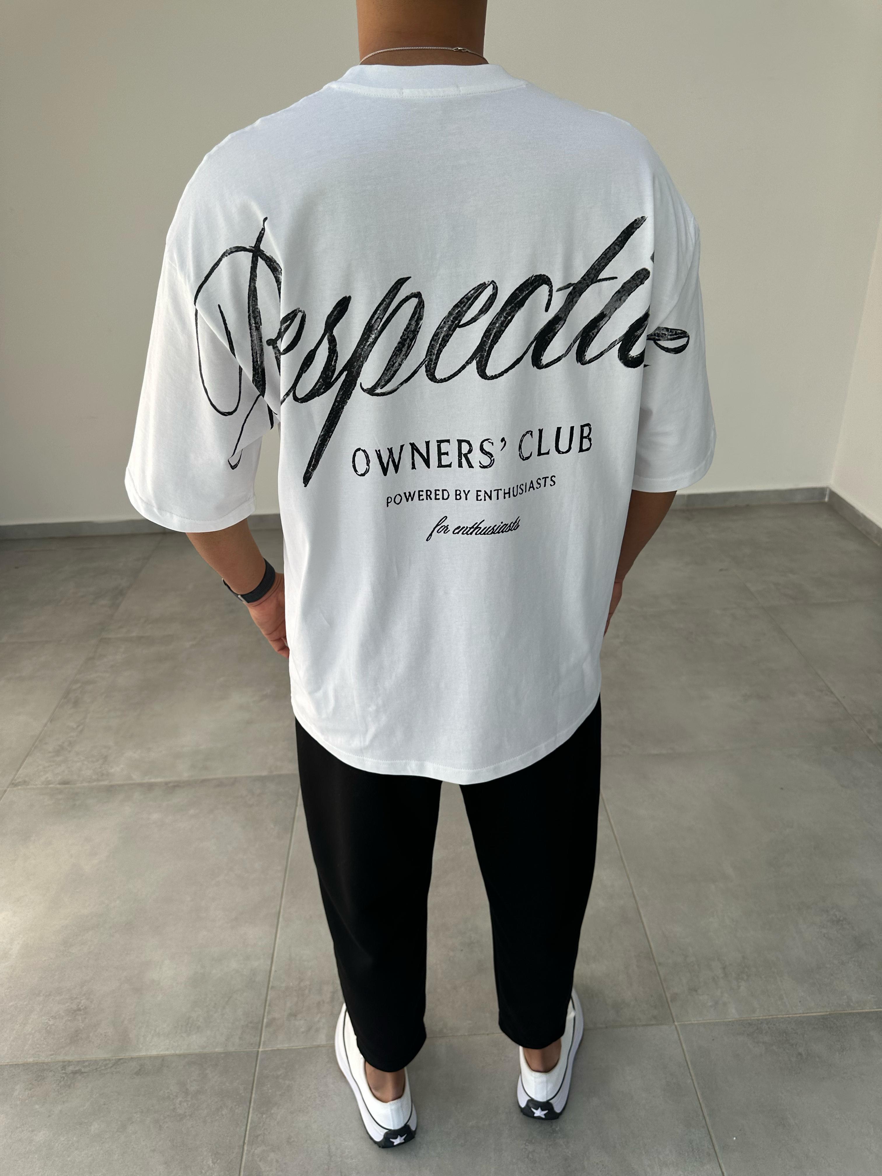 Beyaz Renk Respective Baskılı Oversize T-Shirt
