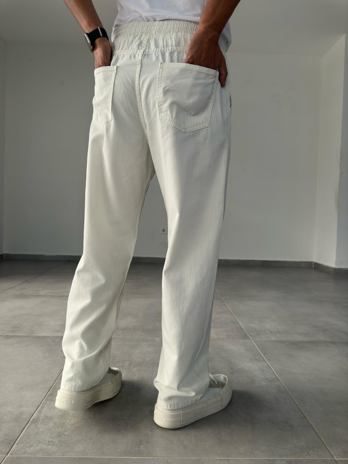 Confort Fit Ekru Renk Baggy Pantolon
