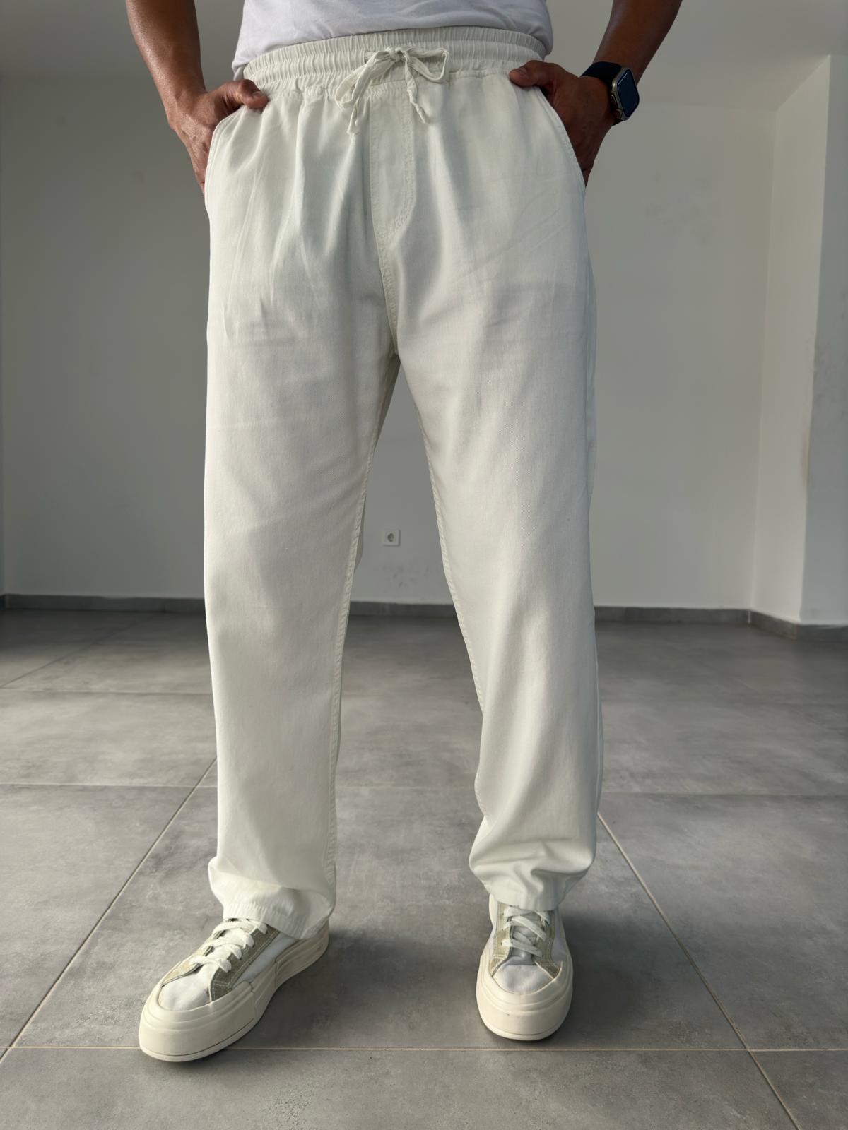 Confort Fit Ekru Renk Baggy Pantolon