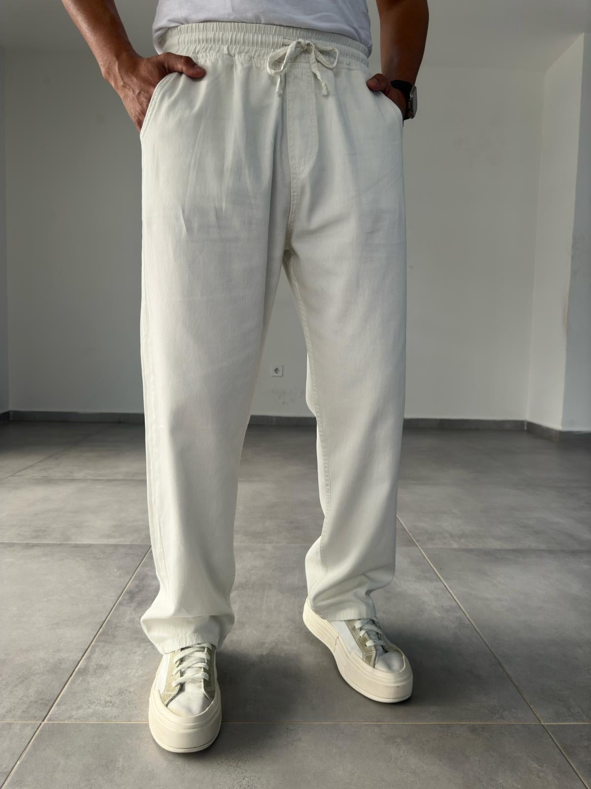 Confort Fit Ekru Renk Baggy Pantolon