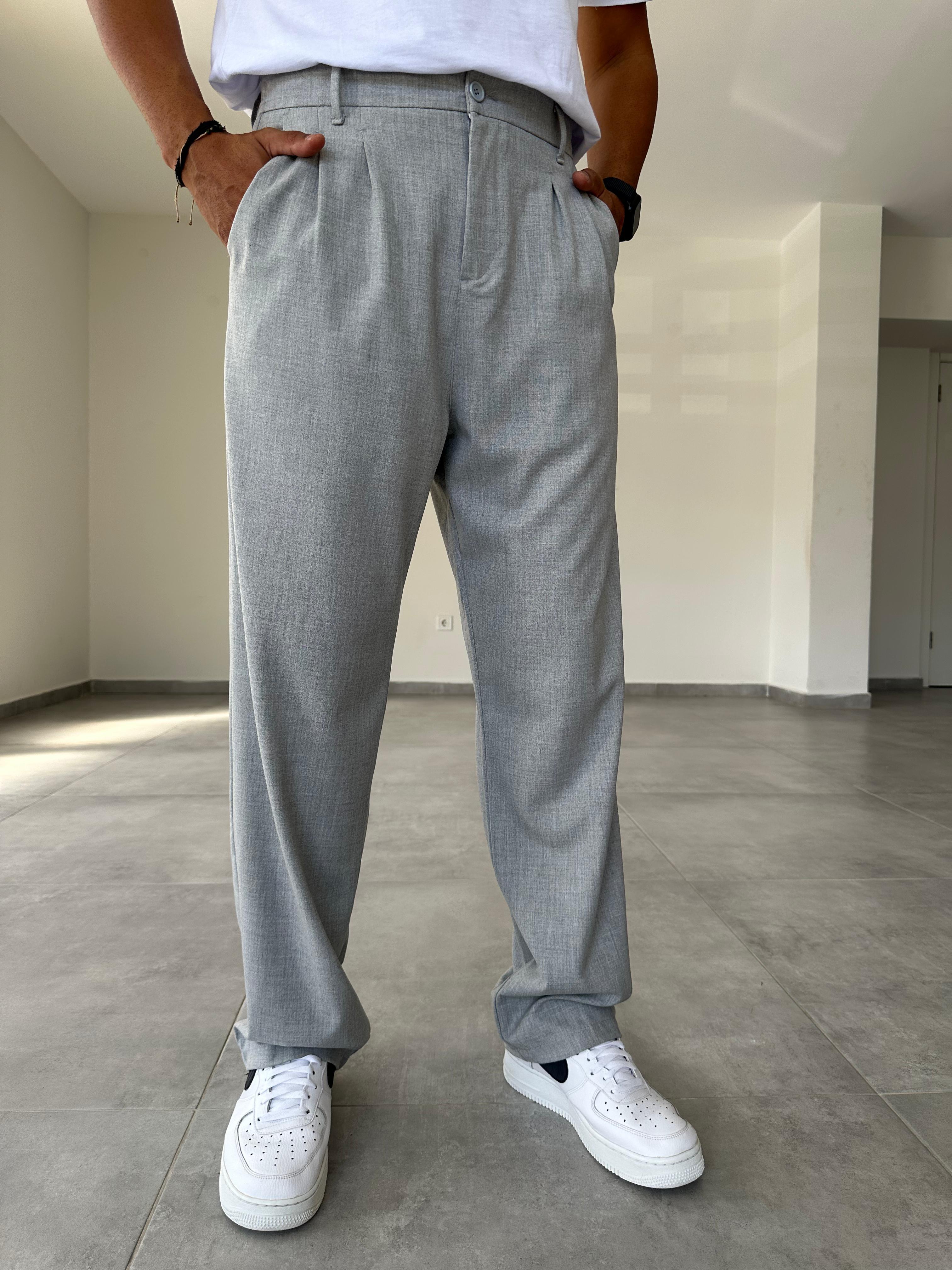 Gri Renk Basic Baggy Kumaş Pantolon