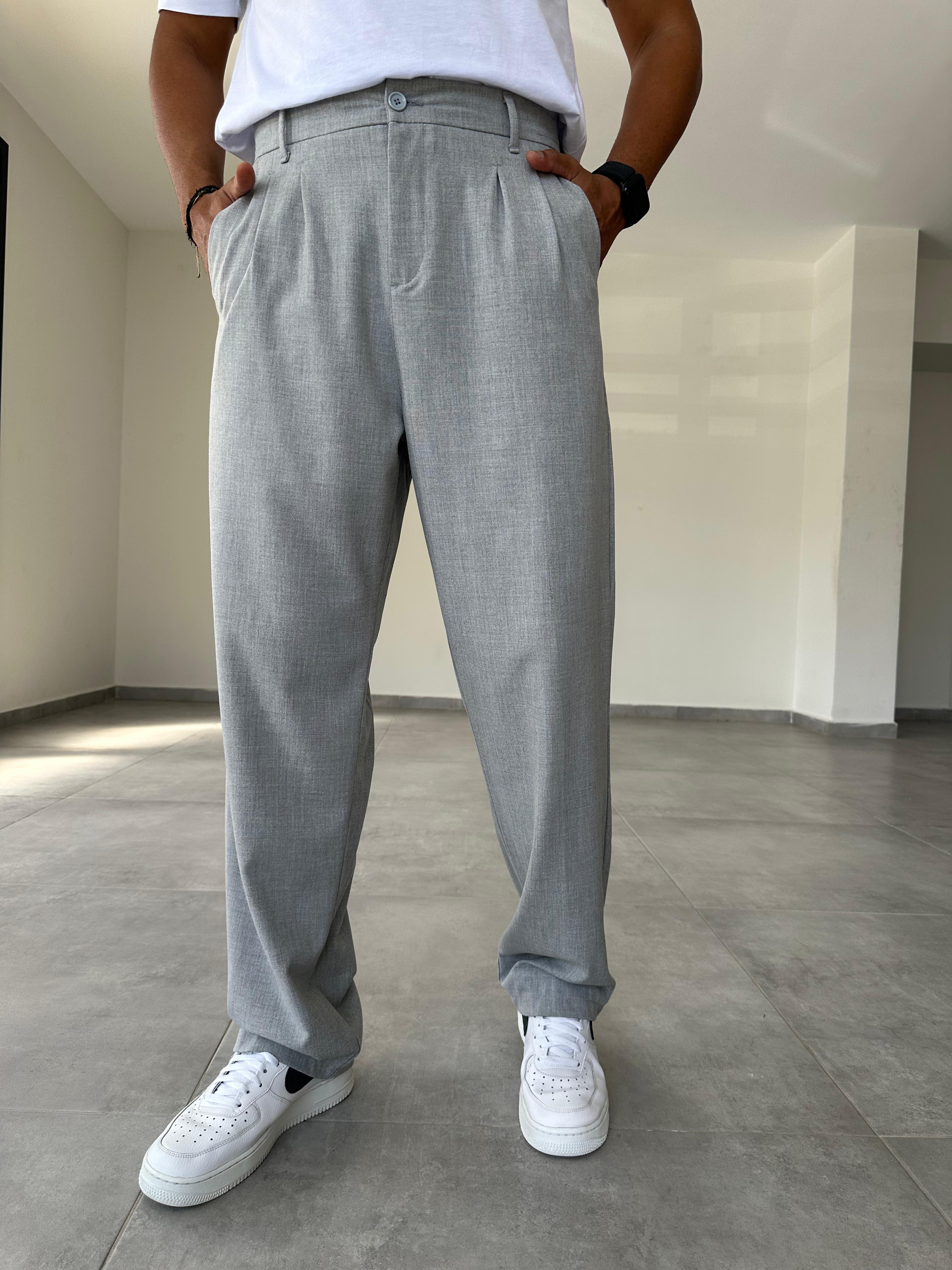 Gri Renk Basic Baggy Kumaş Pantolon