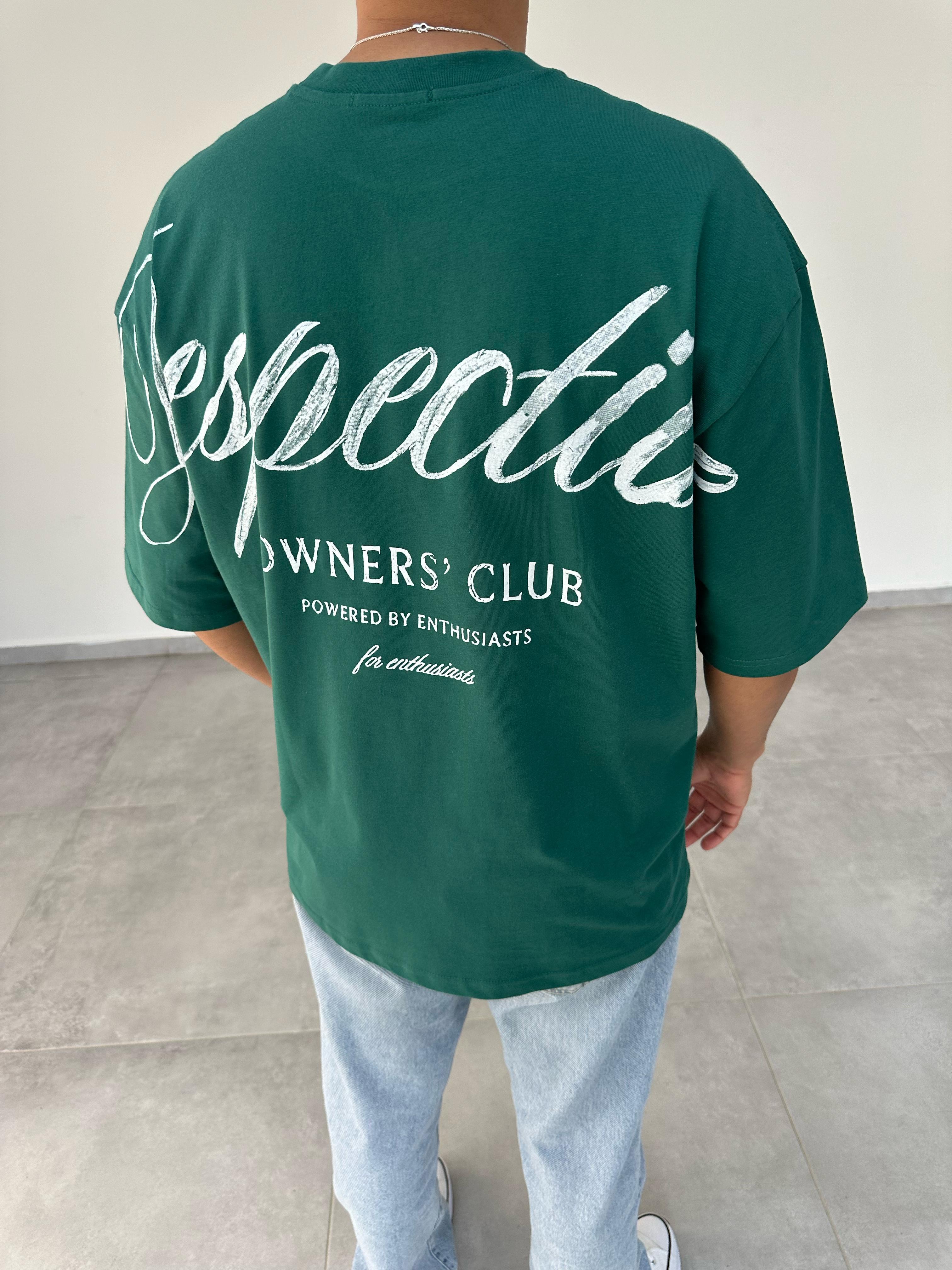 Nefti Yeşili Respective Baskılı Oversize T-Shirt