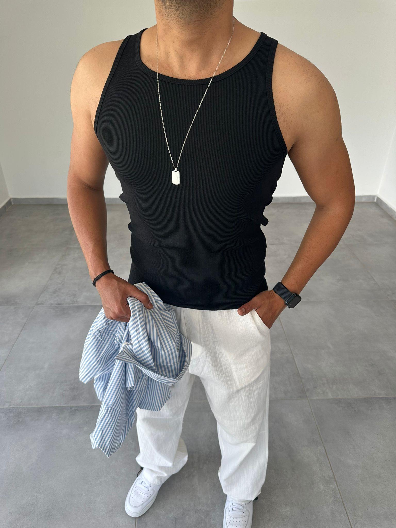 Siyah Basic Fitilli Atlet
