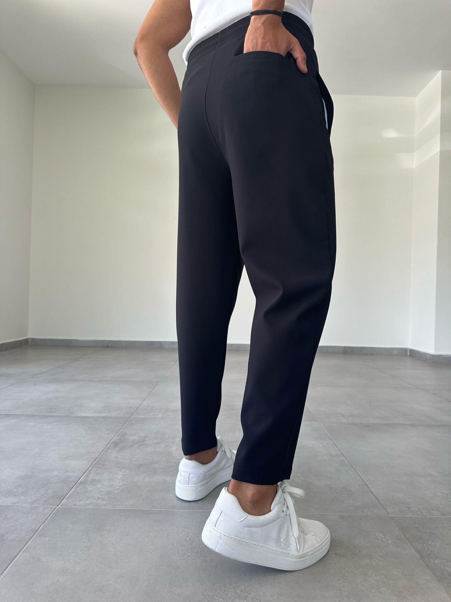 Siyah Renk Scuba Kumaş Jogger Pantolon