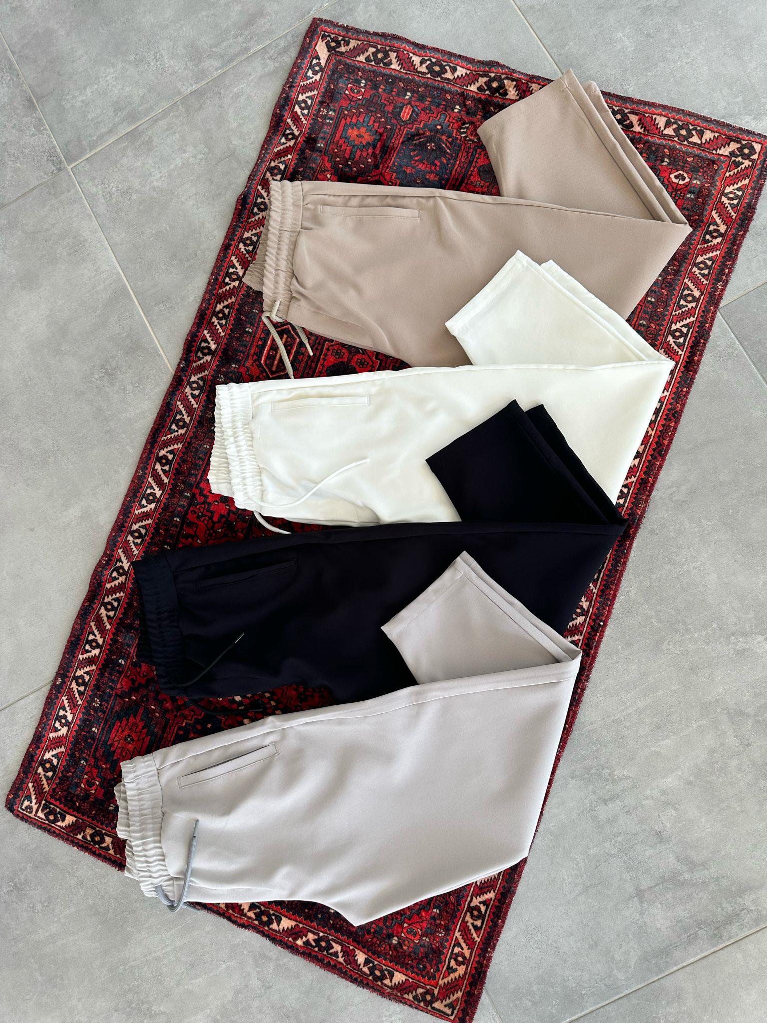 Siyah Renk Scuba Kumaş Jogger Pantolon