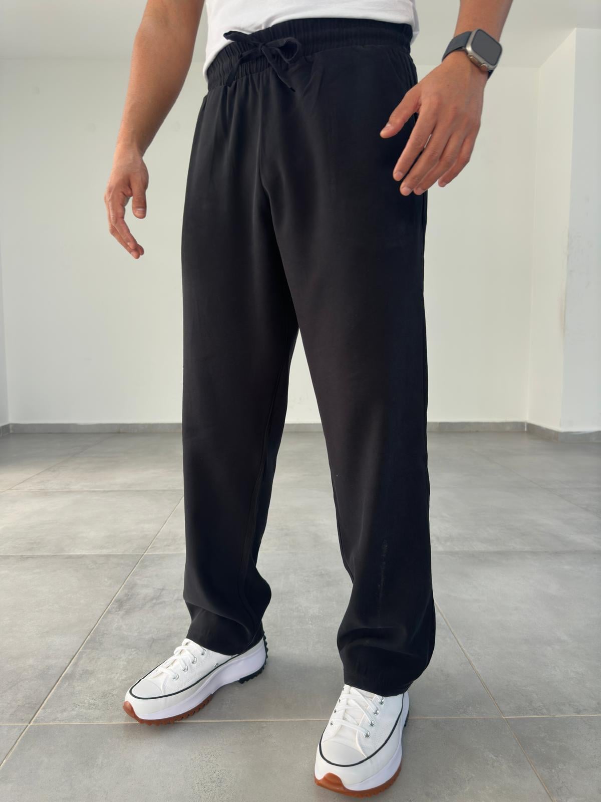 Tensel Kumaş Siyah Renk Baggy Pantolon