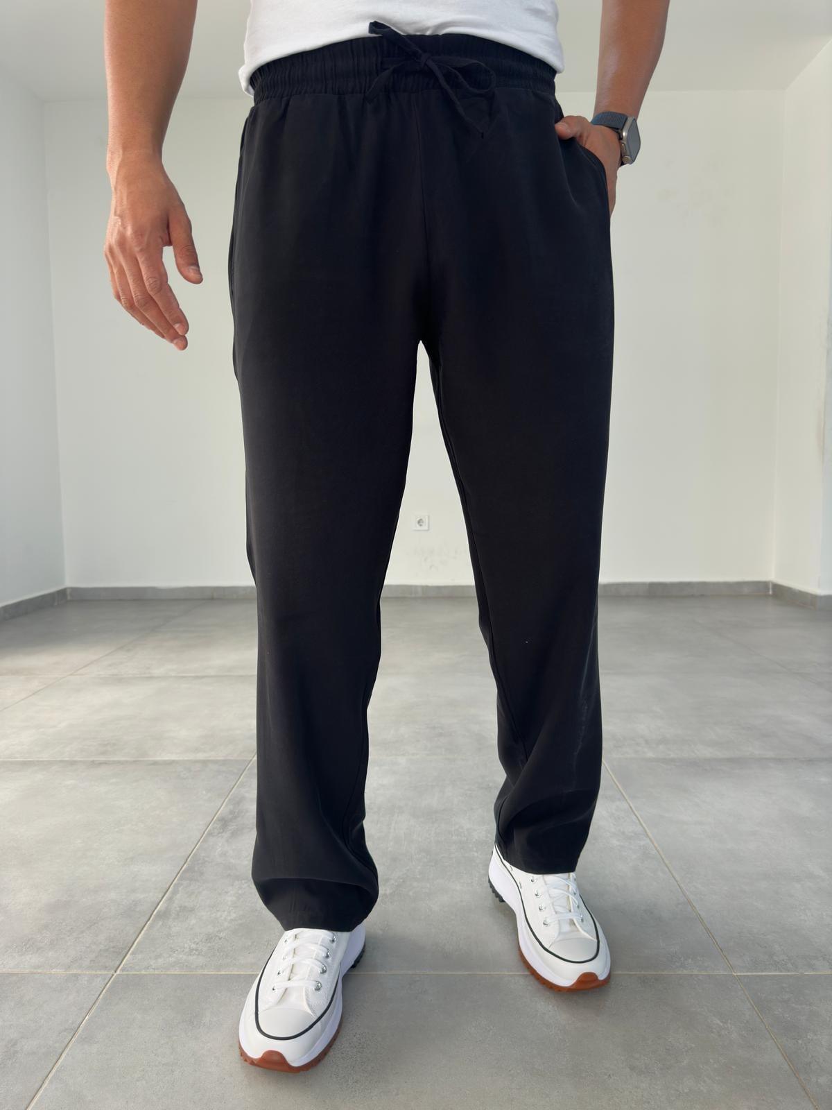 Tensel Kumaş Siyah Renk Baggy Pantolon