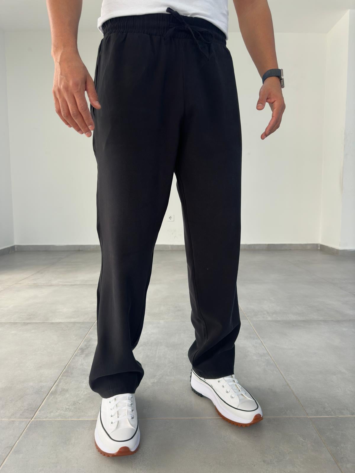 Tensel Kumaş Siyah Renk Baggy Pantolon