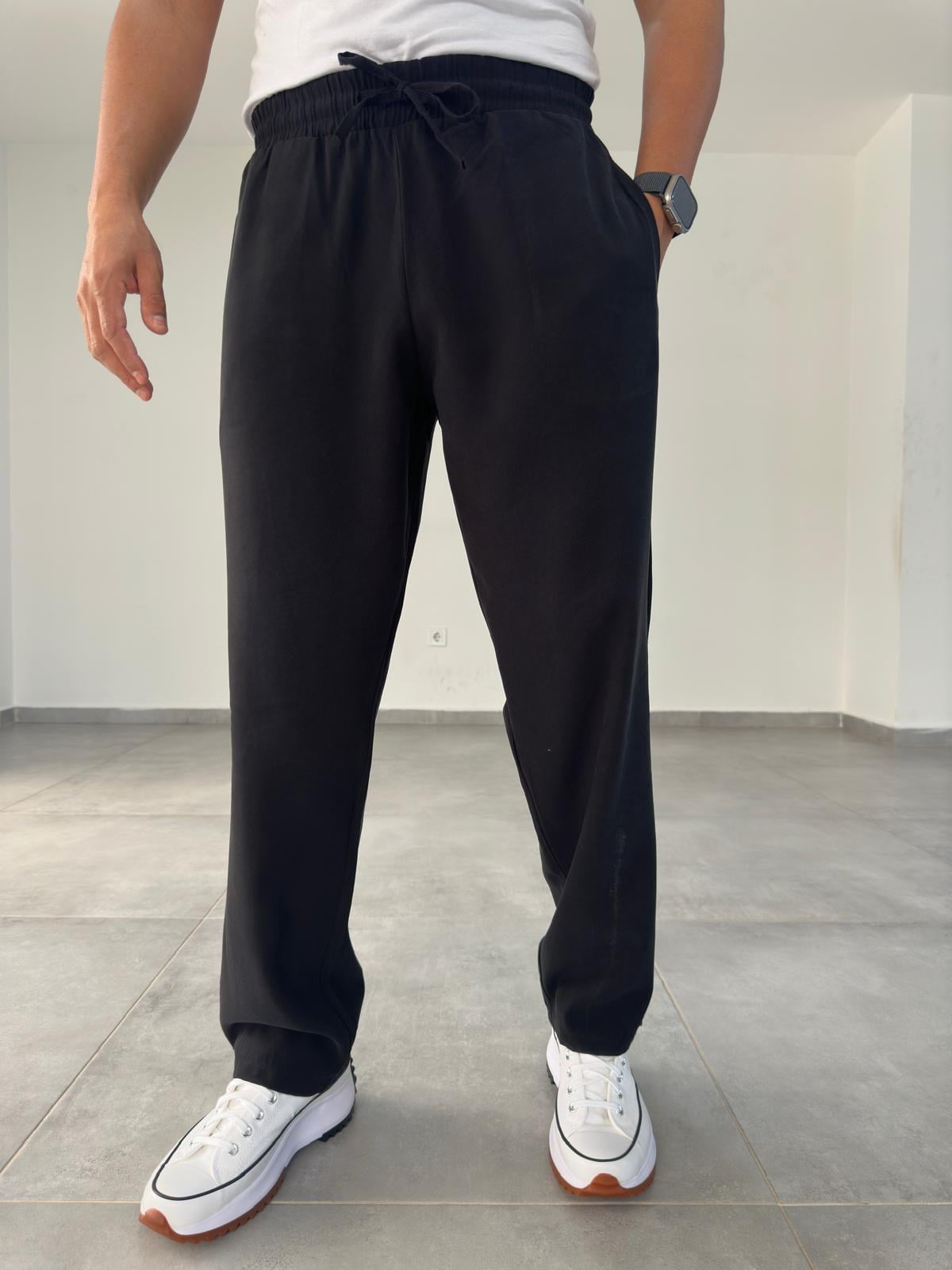 Tensel Kumaş Siyah Renk Baggy Pantolon