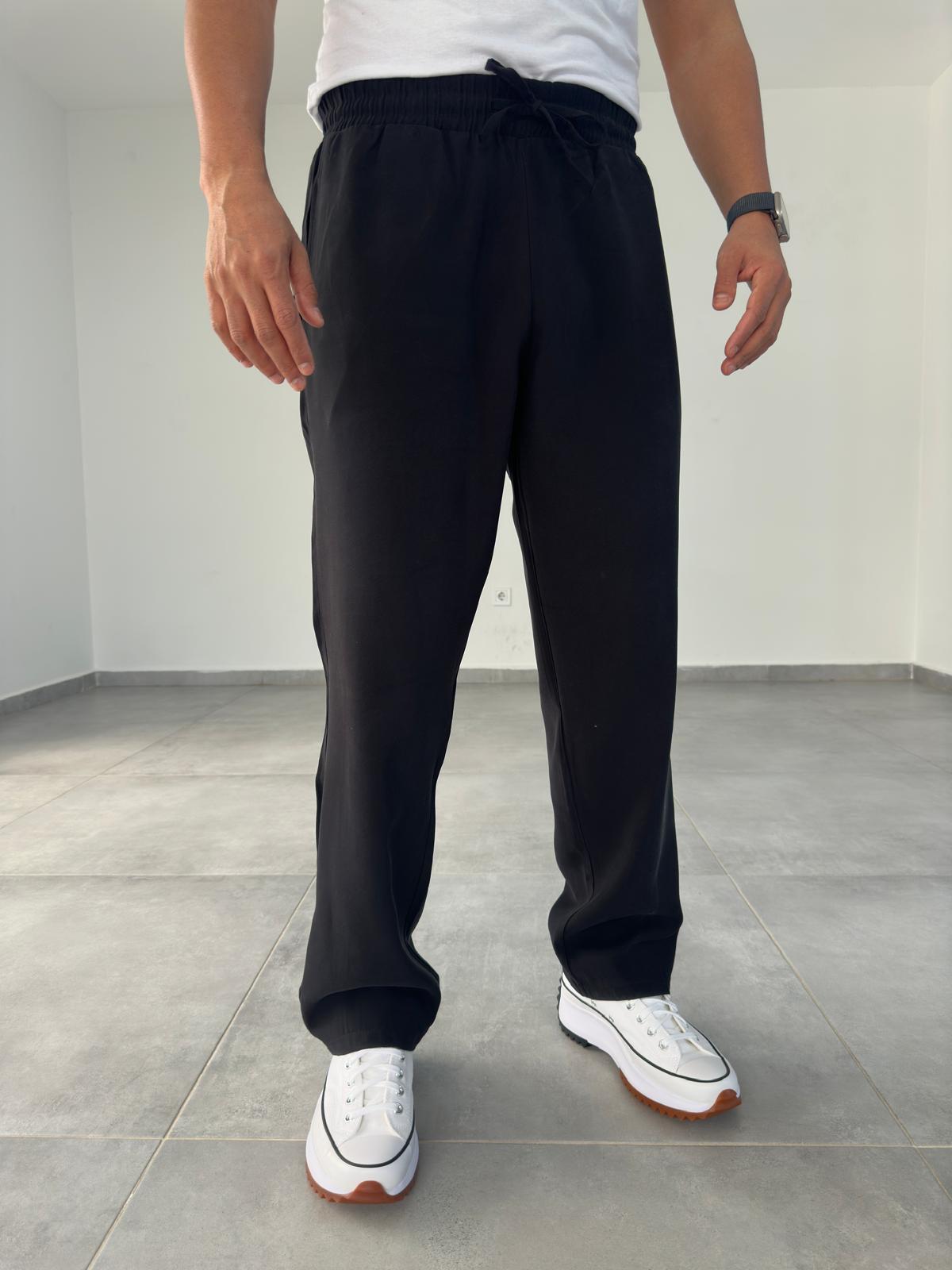 Tensel Kumaş Siyah Renk Baggy Pantolon