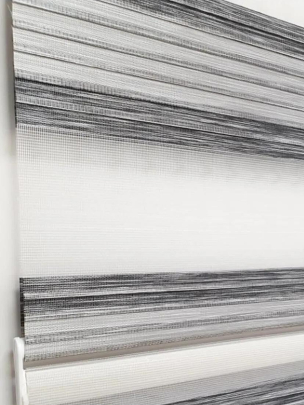 Geniş Pliseli Renk Geçişli Bambu-gri Zebra Stor Perde