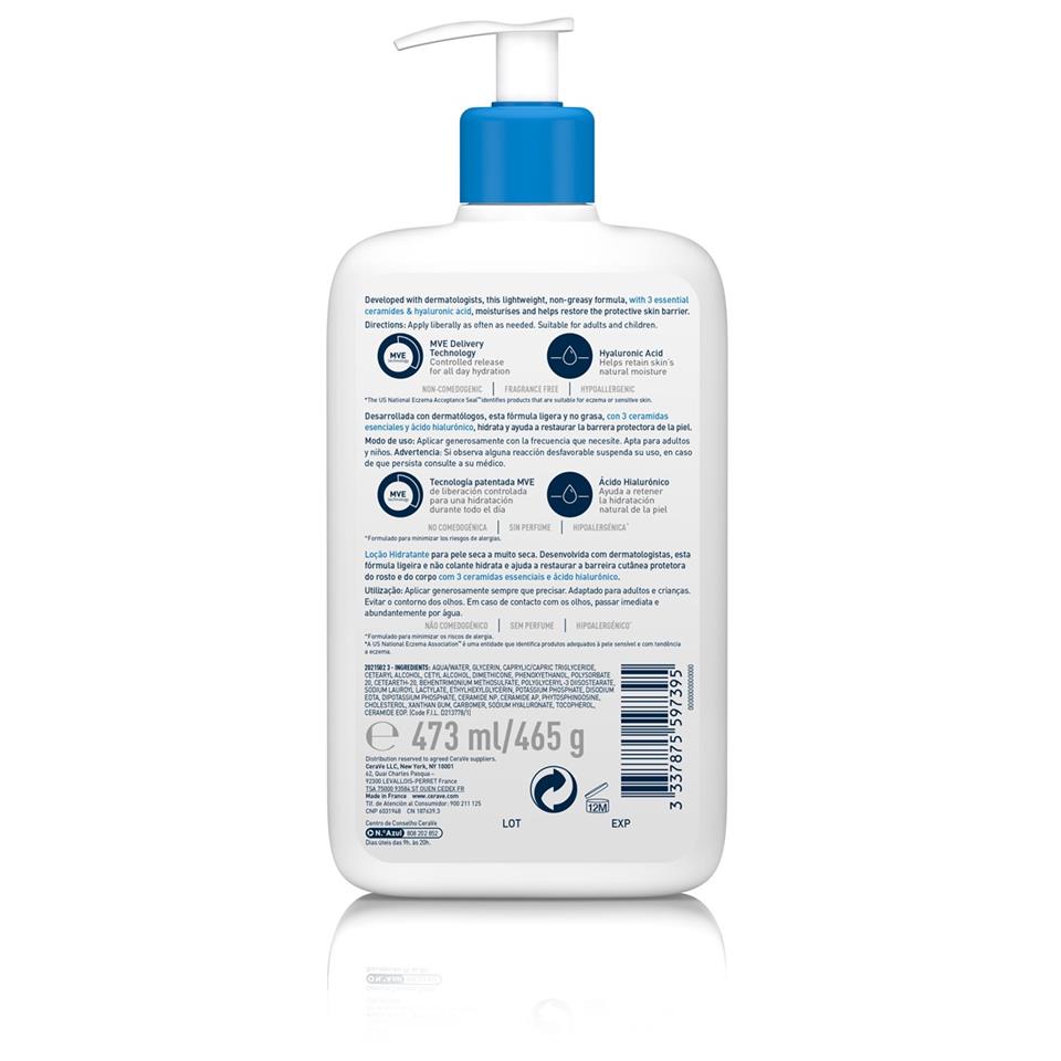 CeraVe Kuru ve Çok Kuru Ciltler için Yağsız Yüz ve Vücut Nemlendirici Losyon 473 ml