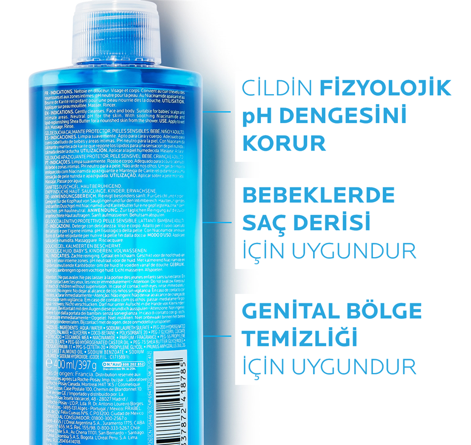 La Roche-Posay Lipikar Gel Lavant Kuru Ciltler için Bebek, Çocuk, Yetişkin Vücut Temizleme Jeli 400 ml