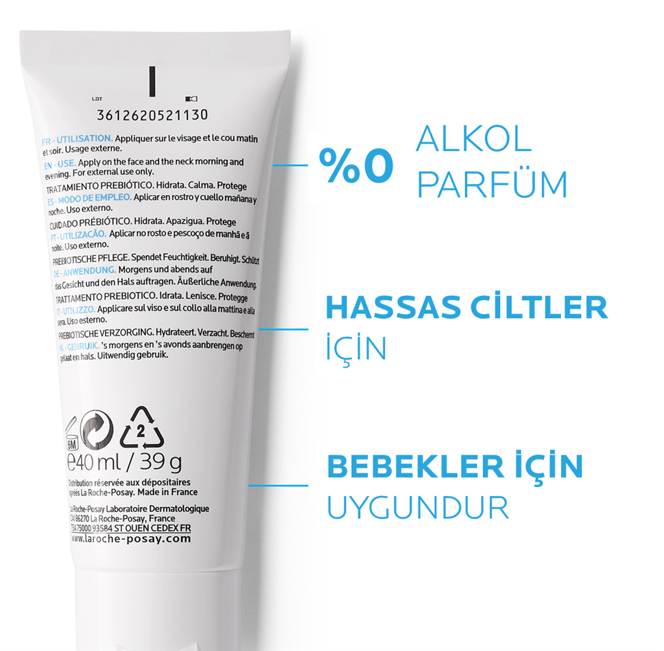 La Roche-Posay Toleriane Sensitive Moisturiser Alerjiye Eğilim Gösteren ve Ultra Kuru Hassas Ciltler için Nemlendirici Yüz Kremi 40 ml