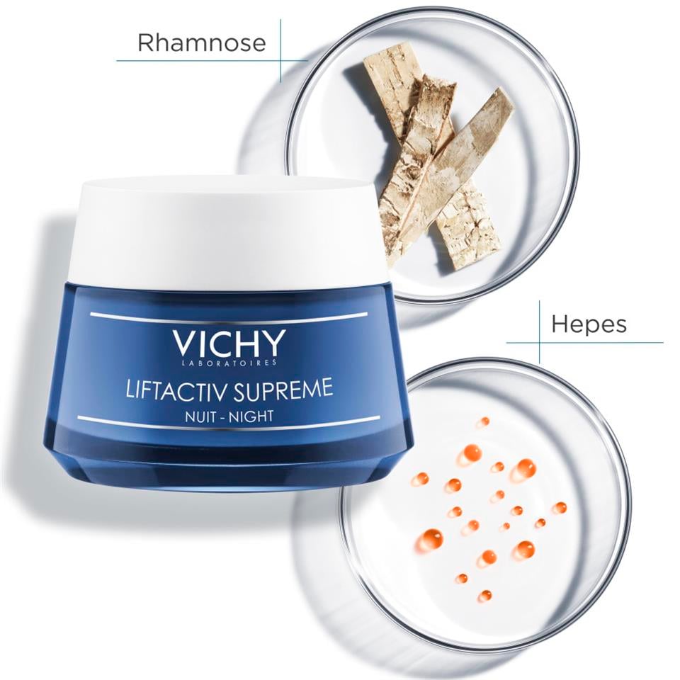 Vichy Liftactiv Supreme Tüm Ciltler için Yaşlanma Karşıtı Derin Kırışıklık Giderici Sıkılaştırıcı Gece Bakım Kremi 50 ml