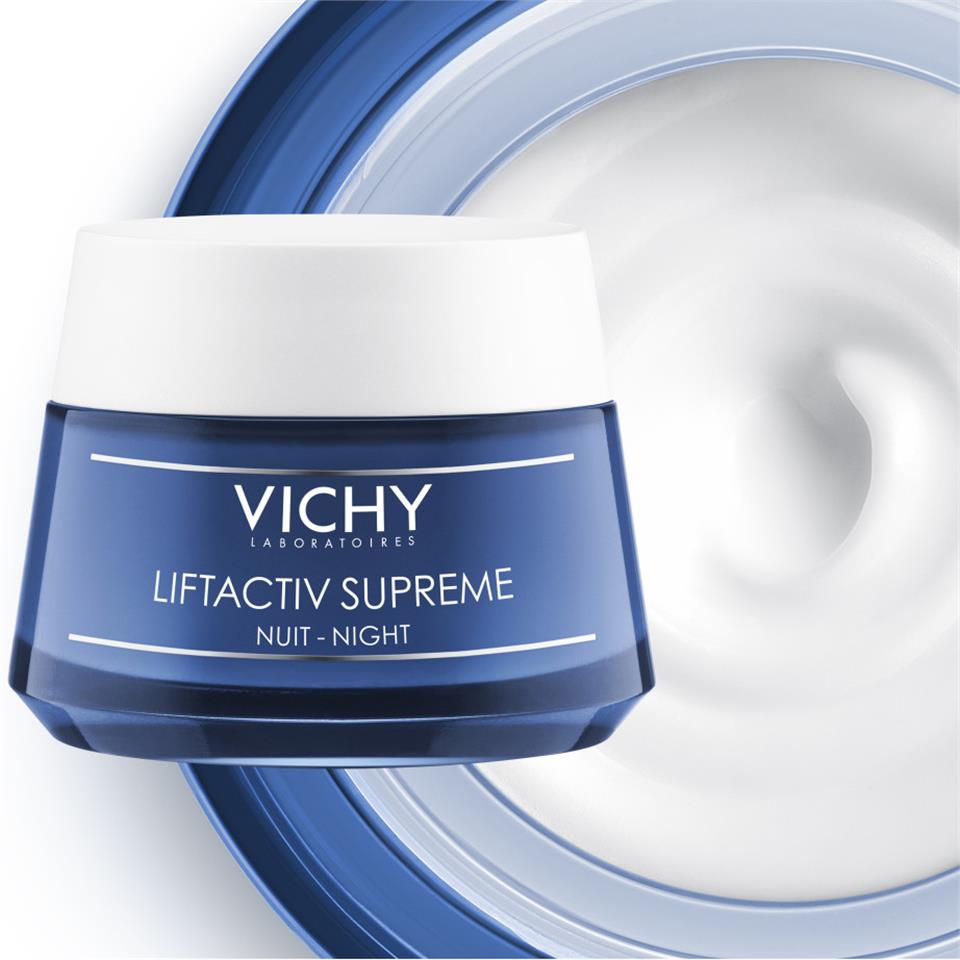 Vichy Liftactiv Supreme Tüm Ciltler için Yaşlanma Karşıtı Derin Kırışıklık Giderici Sıkılaştırıcı Gece Bakım Kremi 50 ml