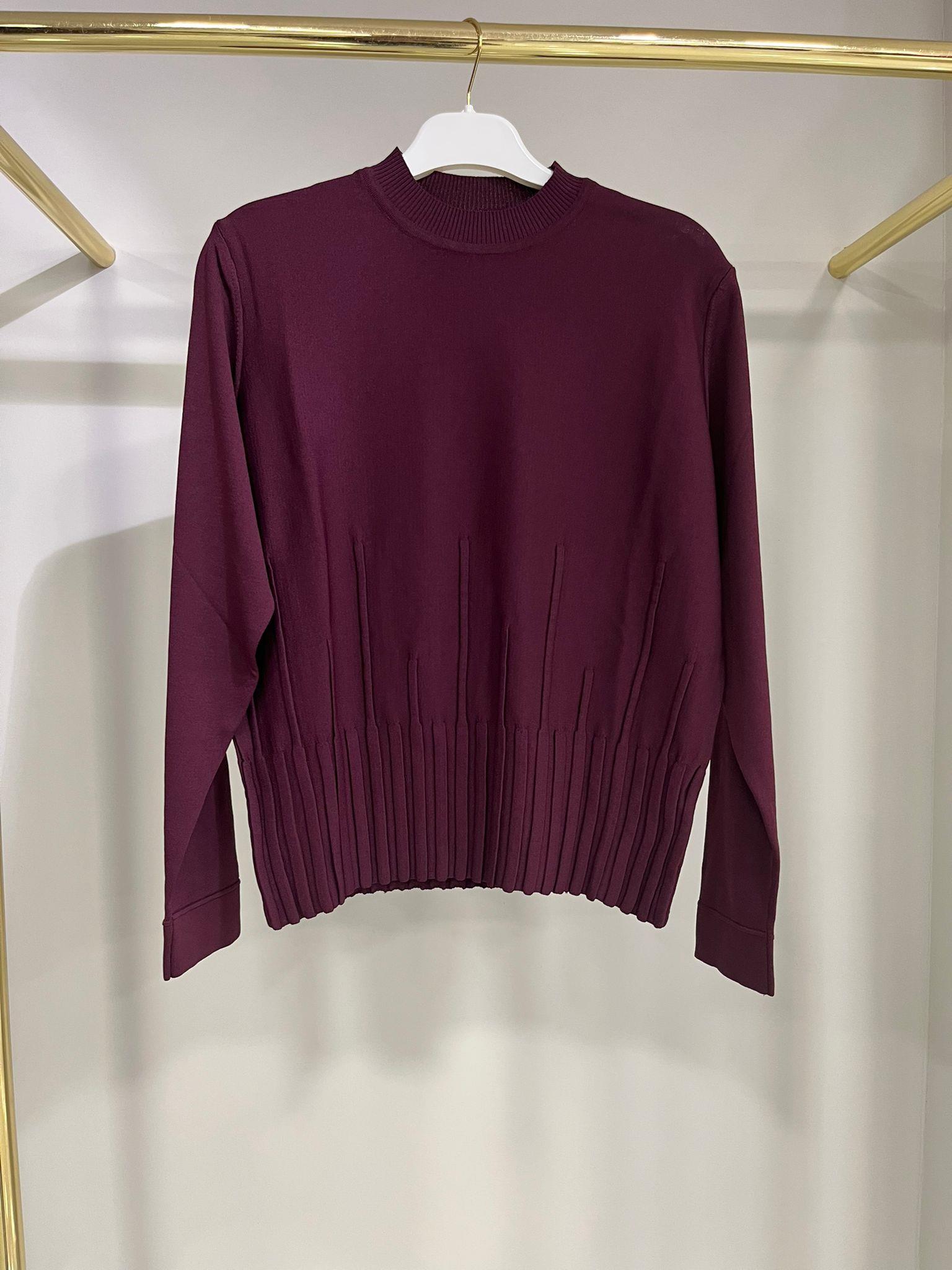 Niliwi Bel Detaylı Bordo Bluz